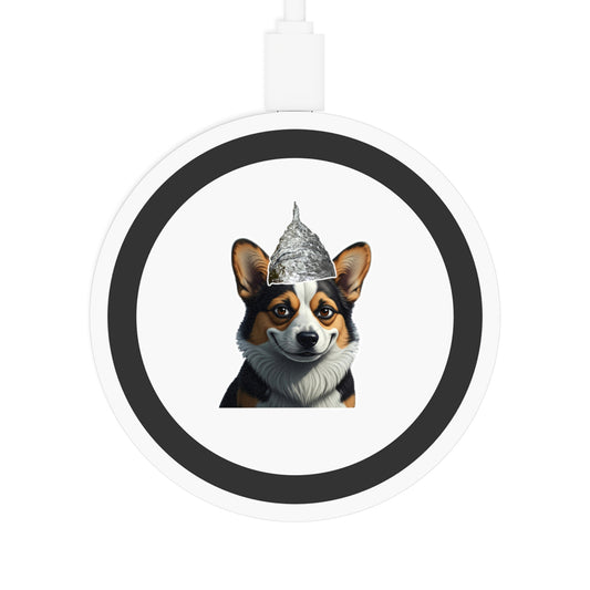 Conspiracy Corgi Wireless Charging Pad, Dog Lover Gifts, Home Office Decor, Pet-Themed Electronics, Quirky Gadget