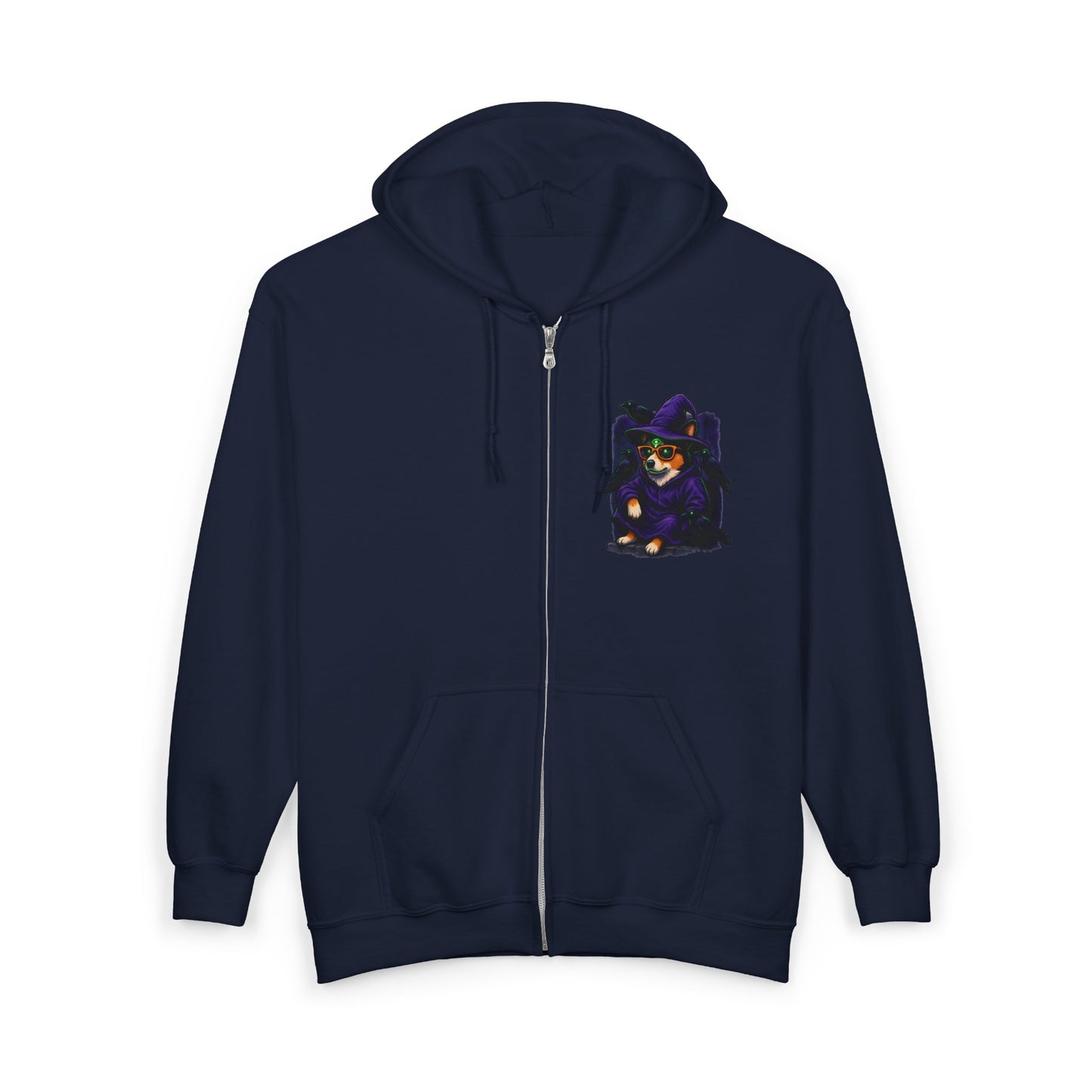 Corgi Crow Chillin Zip-Up Hoodie