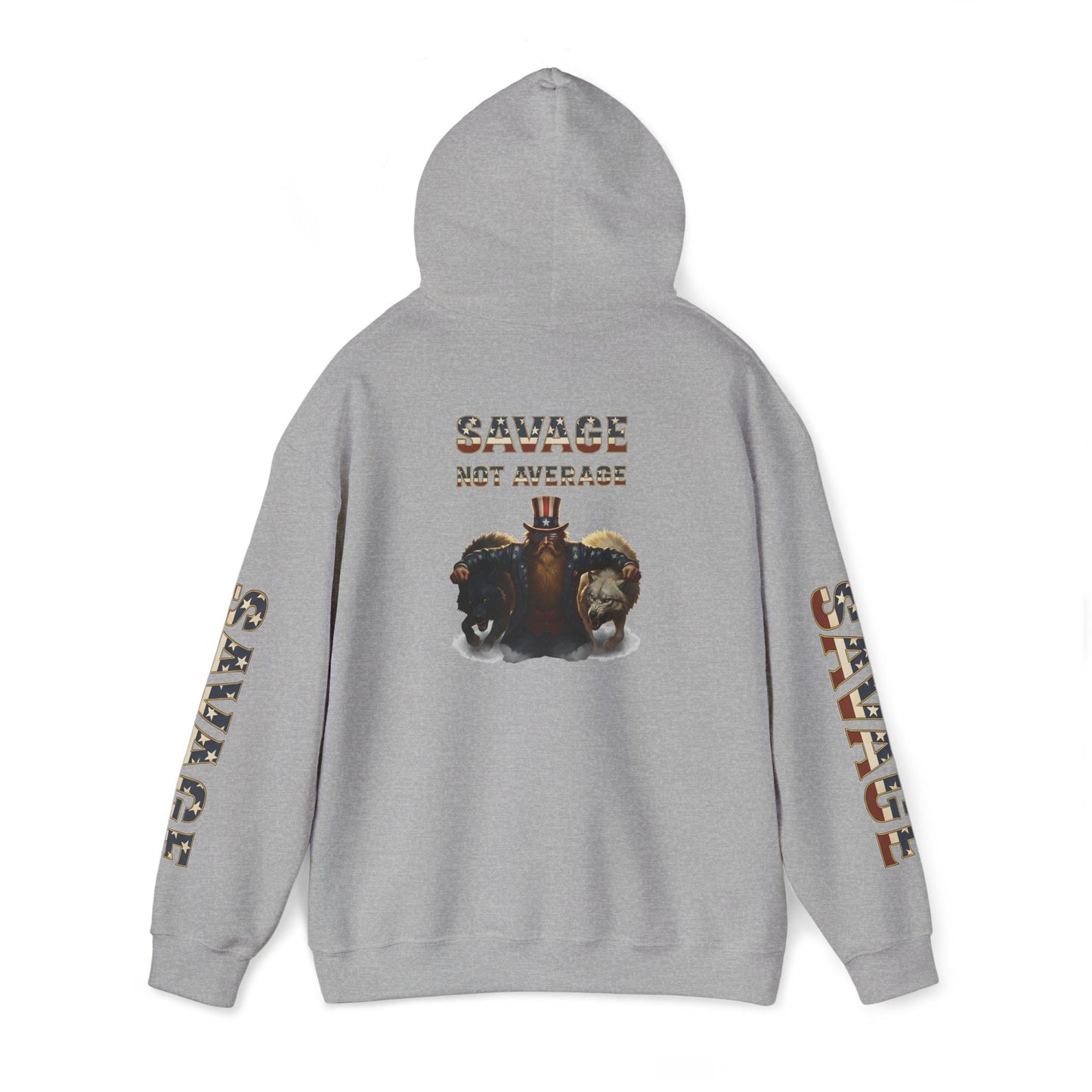 A Savage Not Average Patriotic Motivational Wolf Hoodie