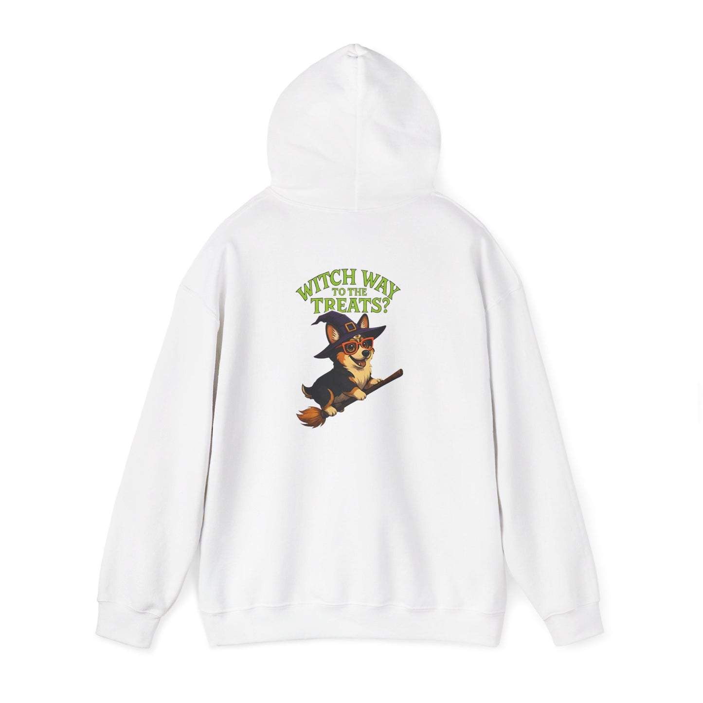 Halloween Witch Dog Sweatshirt, Unisex Hooded Sweatshirt, Cozy Fall Apparel, Pet Lover Gift, Spooky Season Wear, Cute Halloween Sweater