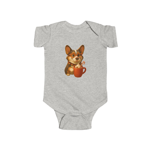 Corgi Hot Cocoa Infant Bodysuit — Cute Puppy Coffee Baby Onesie
