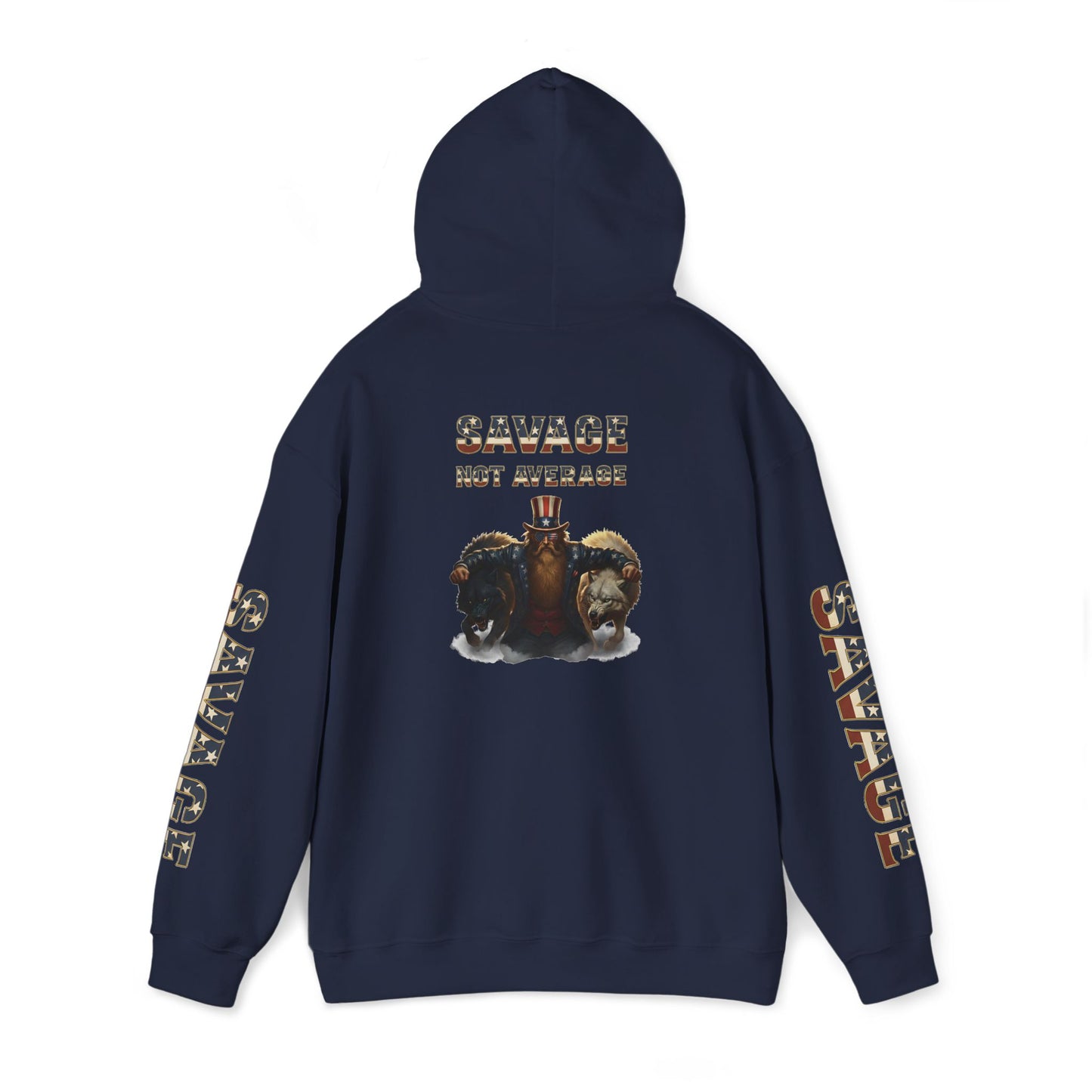 A Savage Not Average Patriotic Motivational Wolf Hoodie