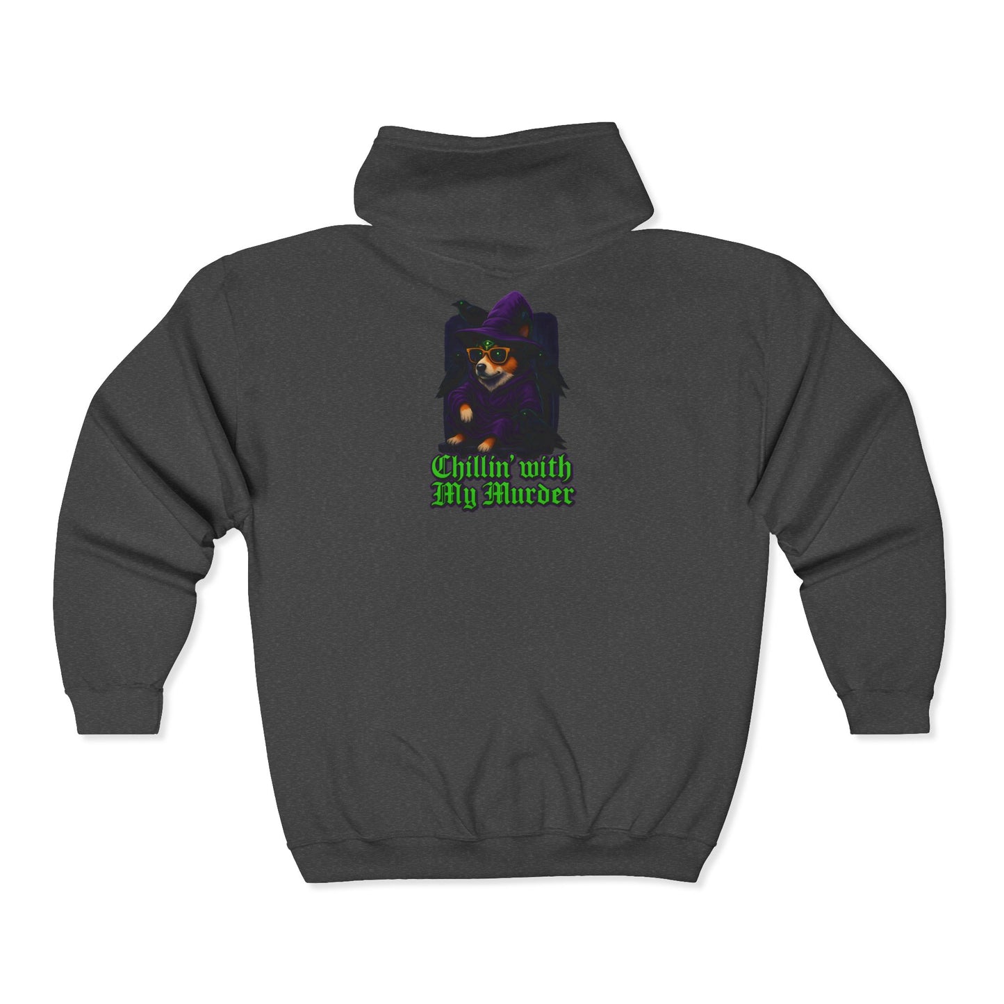 Corgi Crow Chillin Zip-Up Hoodie