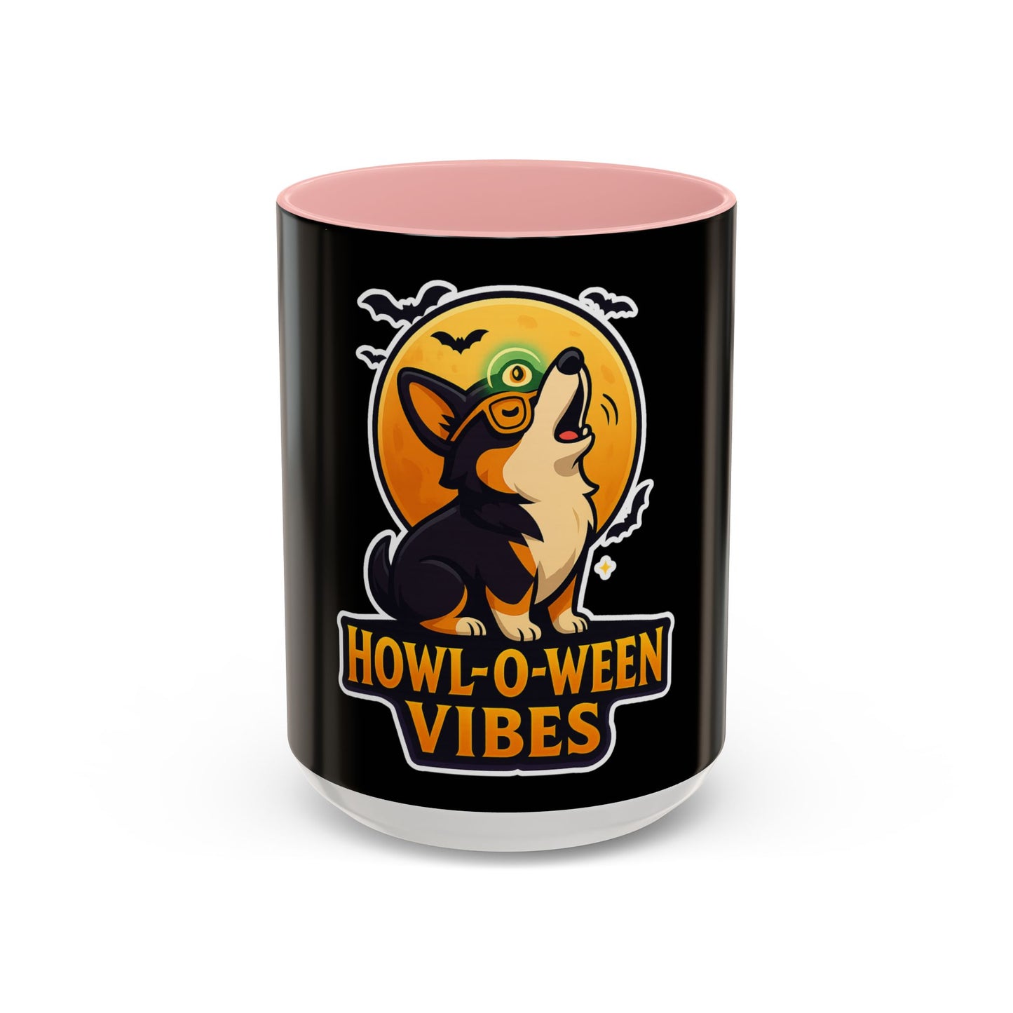 Howl-O-Ween Vibes Coffee Mug, Halloween Mug, Dog Lover Gift, Black Accent Coffee Cup, Unique Pet Owner Mug, Cute Halloween Decoration