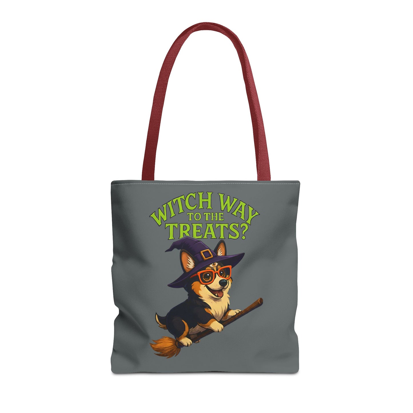 Witch Corgi Tote Bag, Halloween Bag, Dog Lover Gift, Trick or Treat Bag, Cute Corgi Accessories