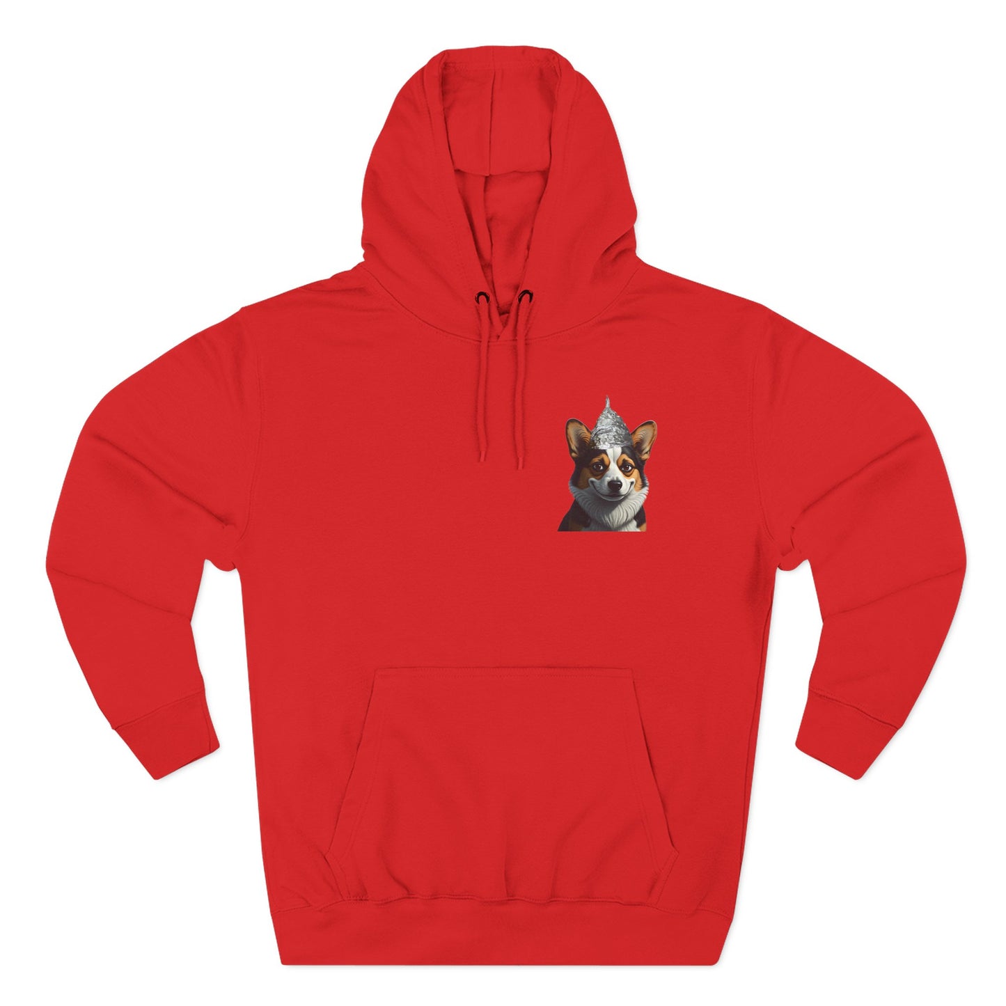 Fleece Hoodie - Conspiracy Corgi Meme Design