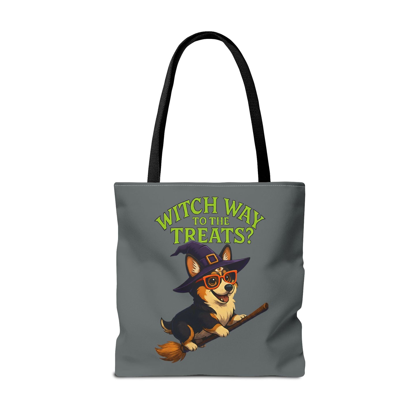 Witch Corgi Tote Bag, Halloween Bag, Dog Lover Gift, Trick or Treat Bag, Cute Corgi Accessories