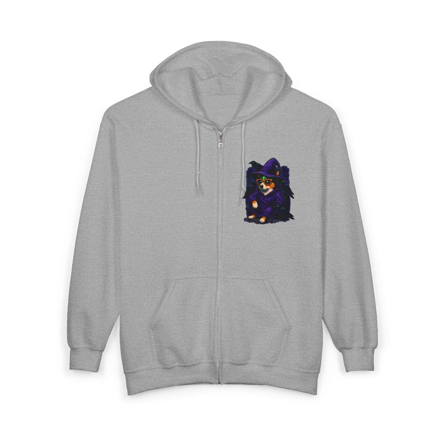 Corgi Crow Chillin Zip-Up Hoodie