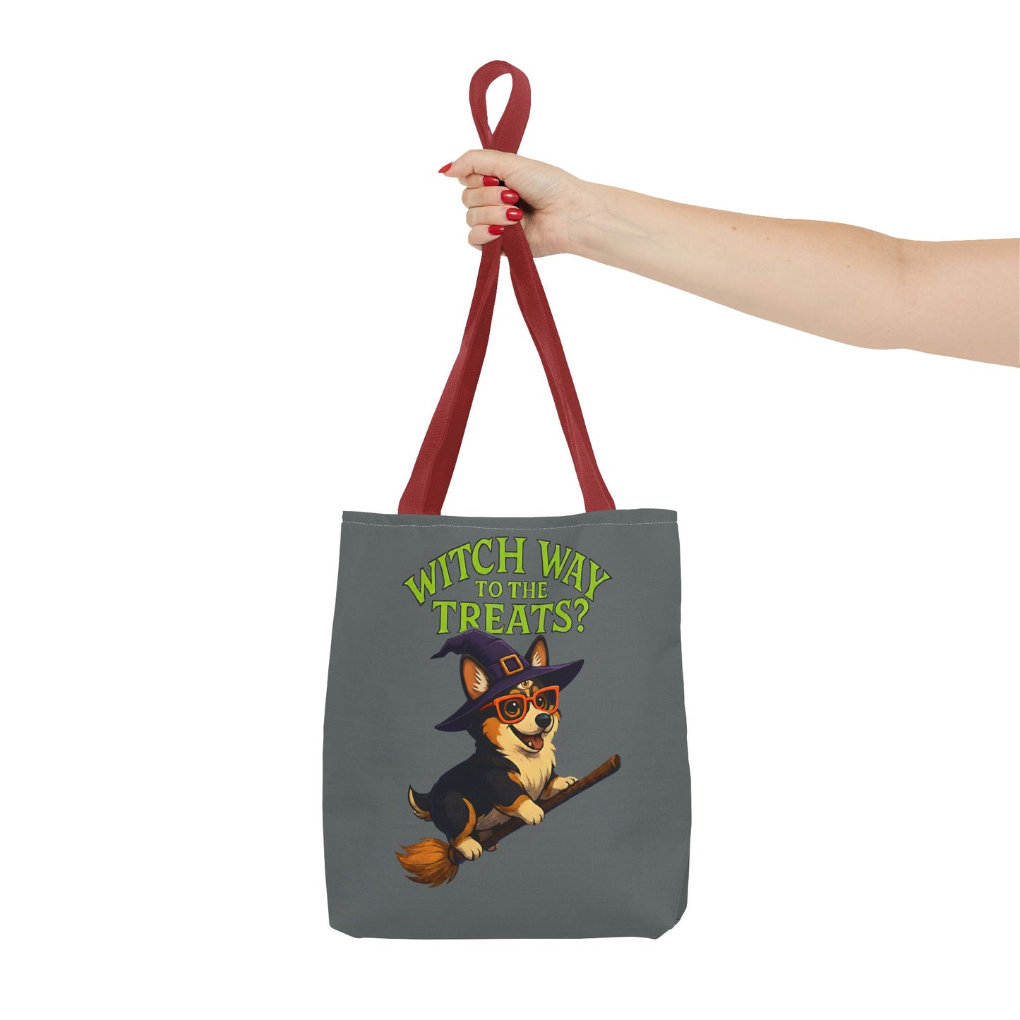 Witch Corgi Tote Bag, Halloween Bag, Dog Lover Gift, Trick or Treat Bag, Cute Corgi Accessories