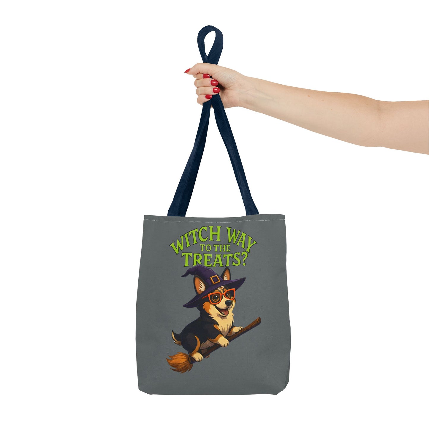 Witch Corgi Tote Bag, Halloween Bag, Dog Lover Gift, Trick or Treat Bag, Cute Corgi Accessories