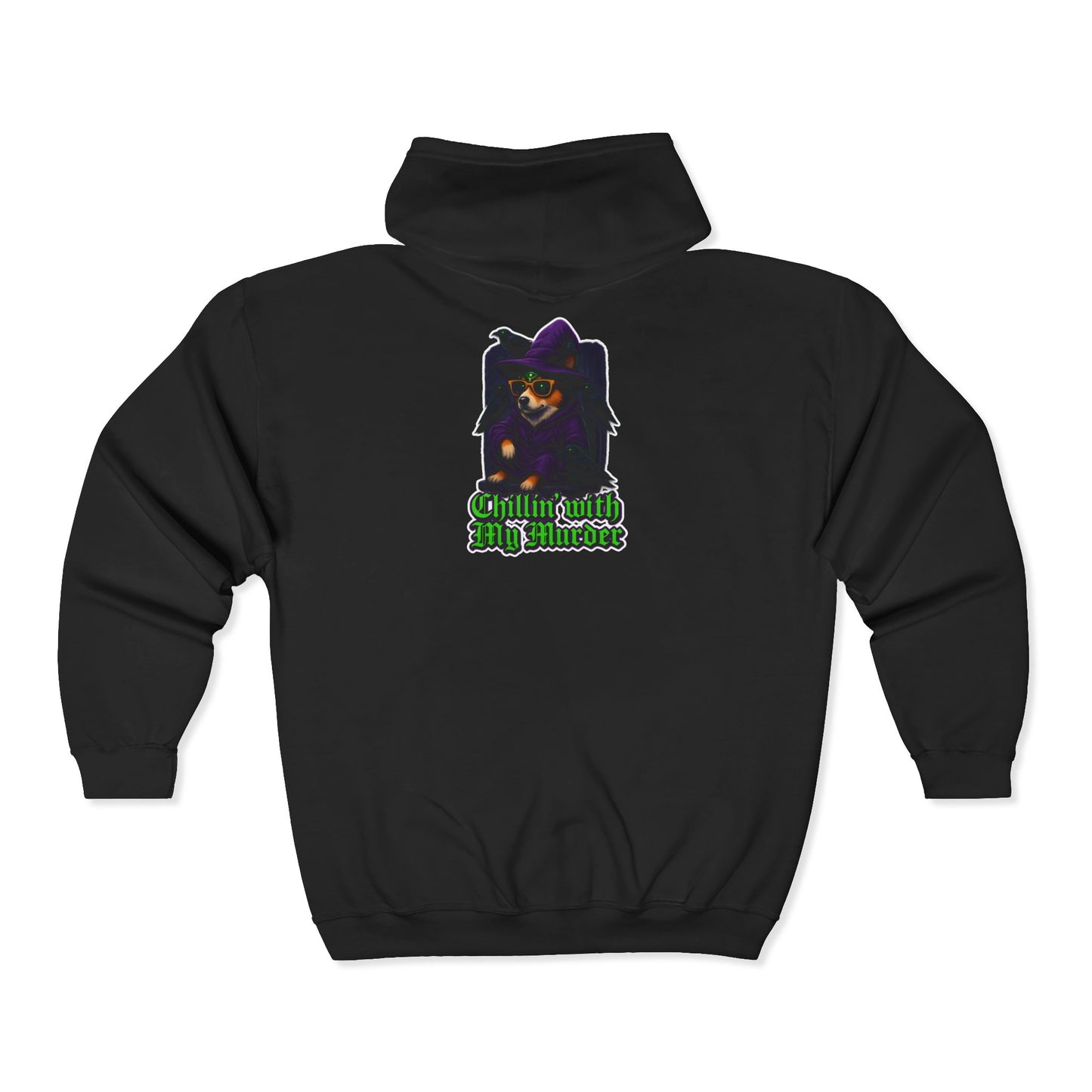 Corgi Crow Chillin Zip-Up Hoodie