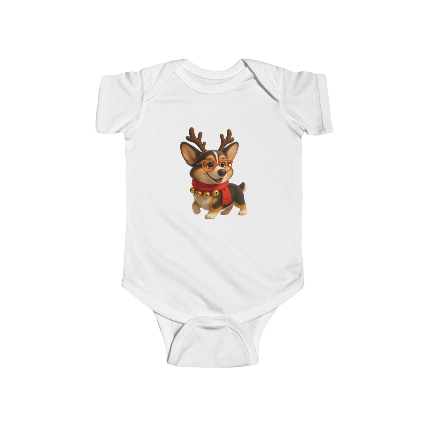 Baby Bodysuit — Cute Reindeer Corgi Christmas Onesie