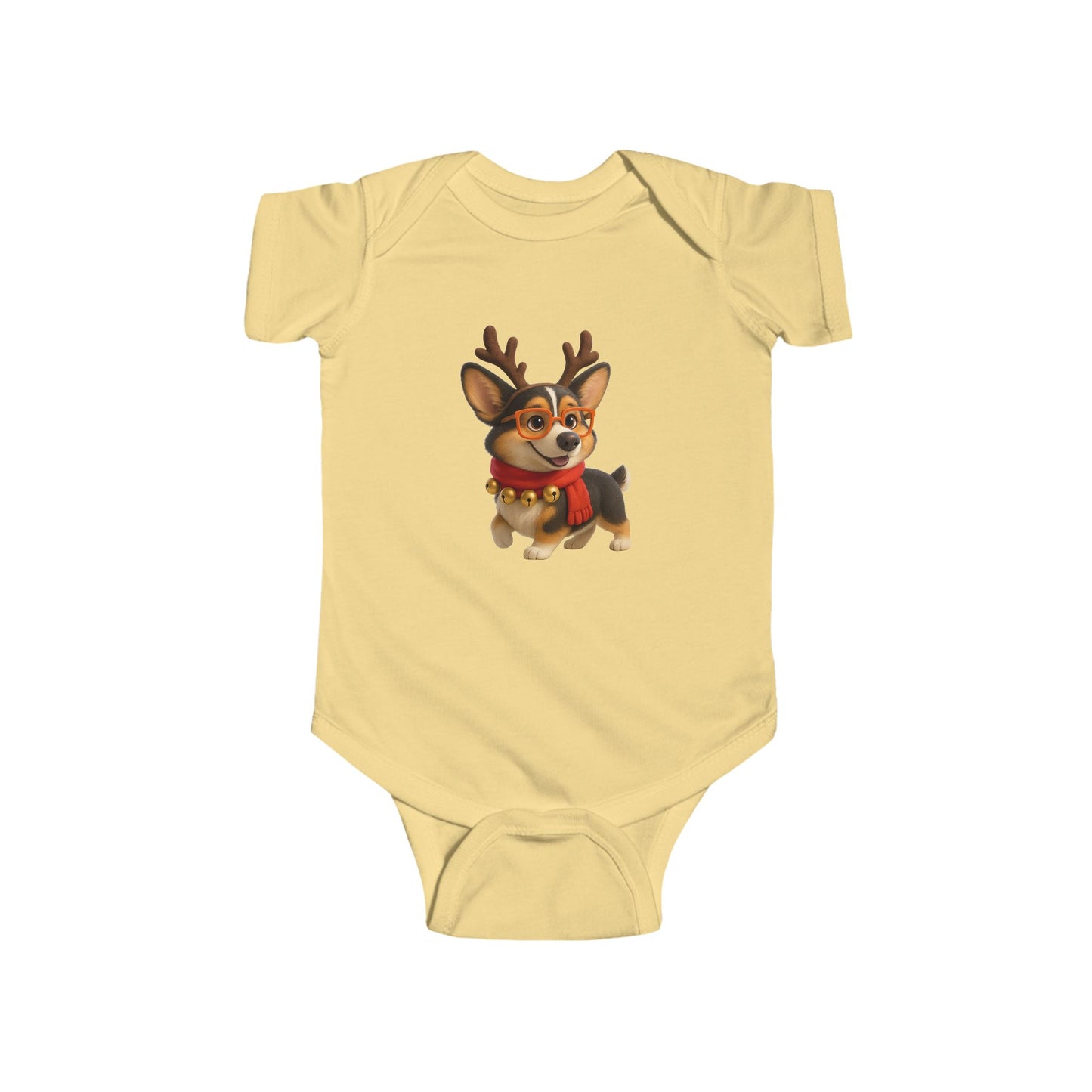 Baby Bodysuit — Cute Reindeer Corgi Christmas Onesie
