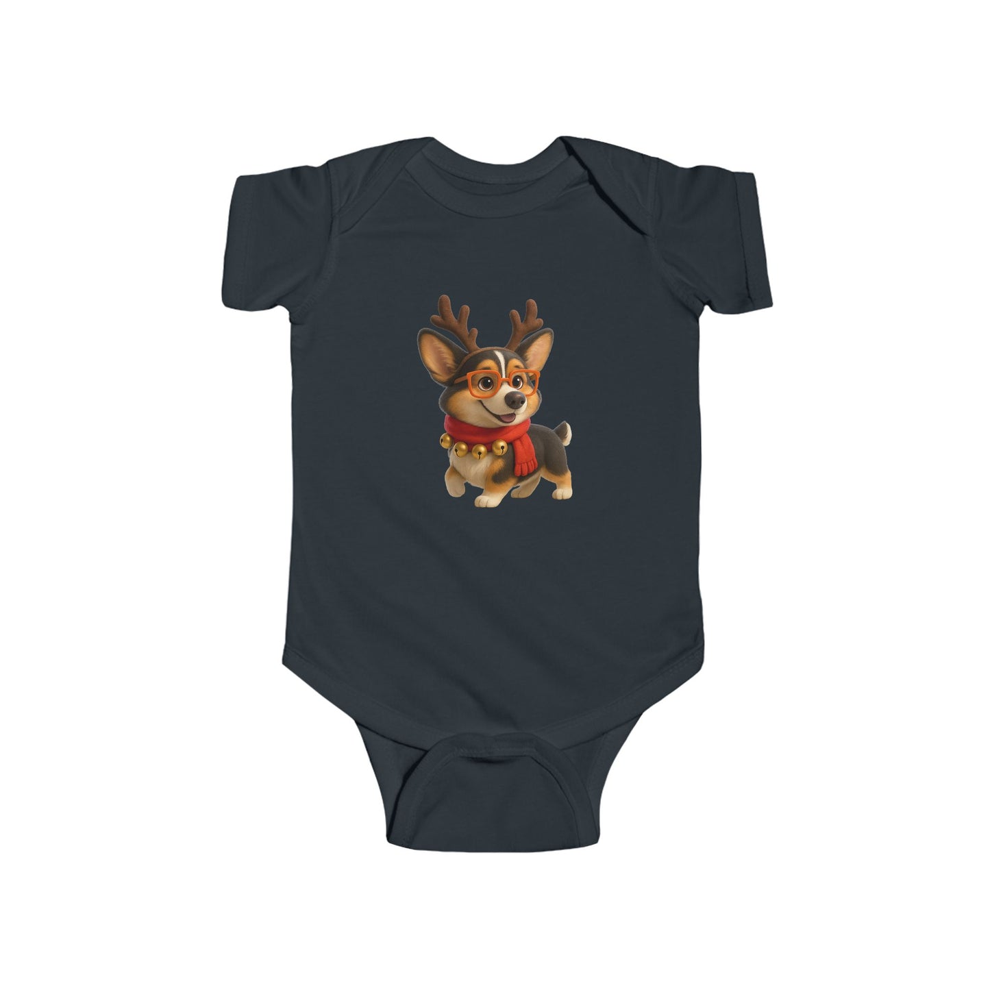 Baby Bodysuit — Cute Reindeer Corgi Christmas Onesie