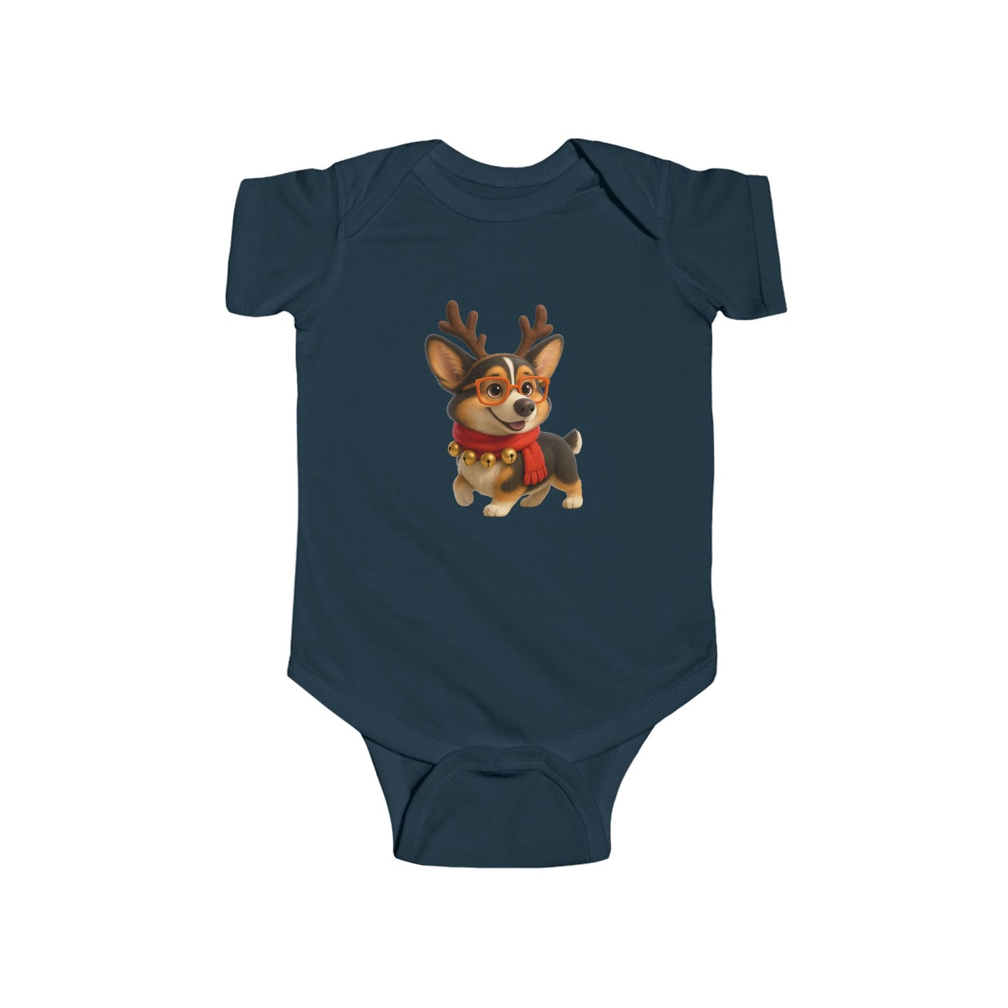 Baby Bodysuit — Cute Reindeer Corgi Christmas Onesie