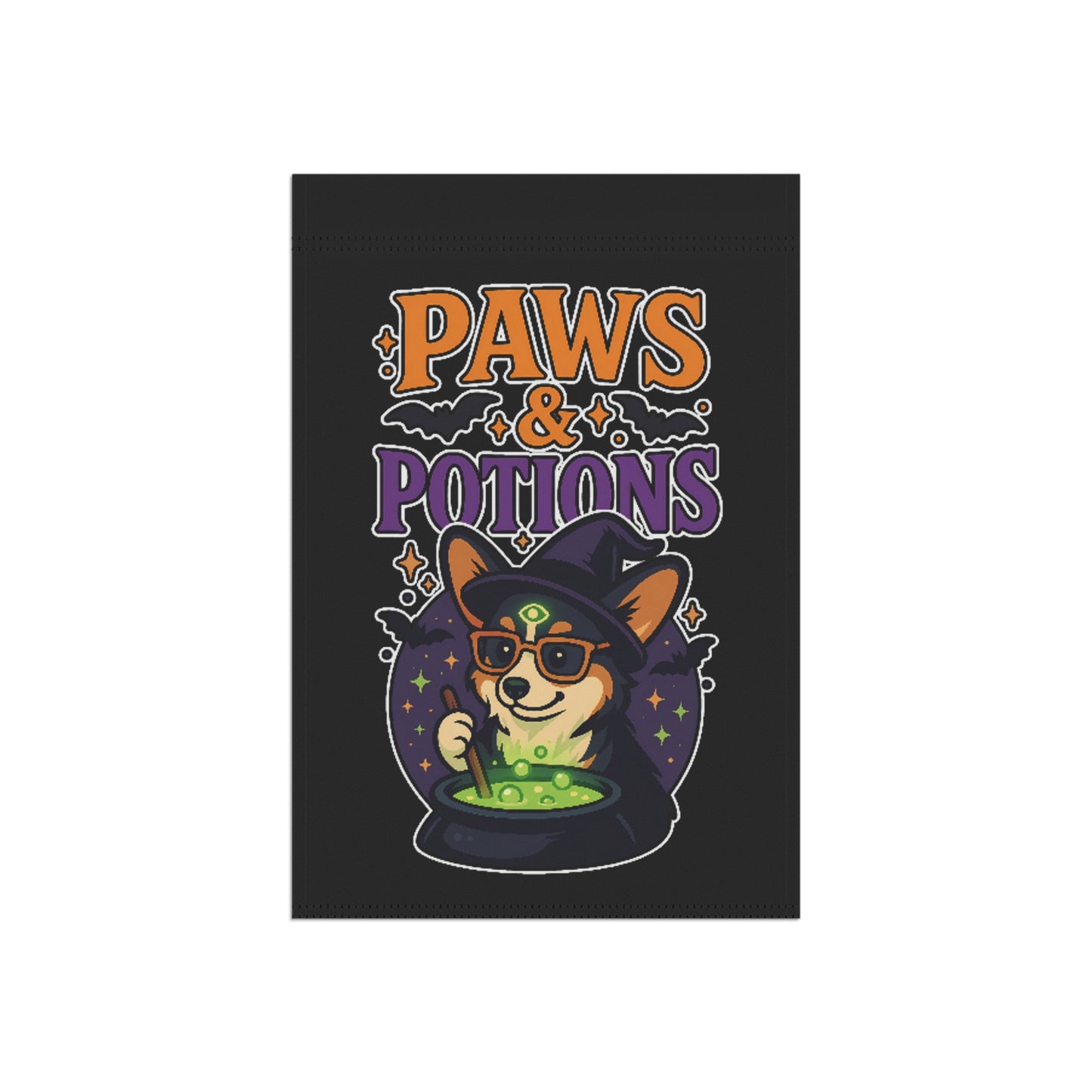 Paws & Potions Garden Banner, Cute Dog Decor, Witchy Garden Flag, Halloween Pet Banner, Outdoor Home Accent