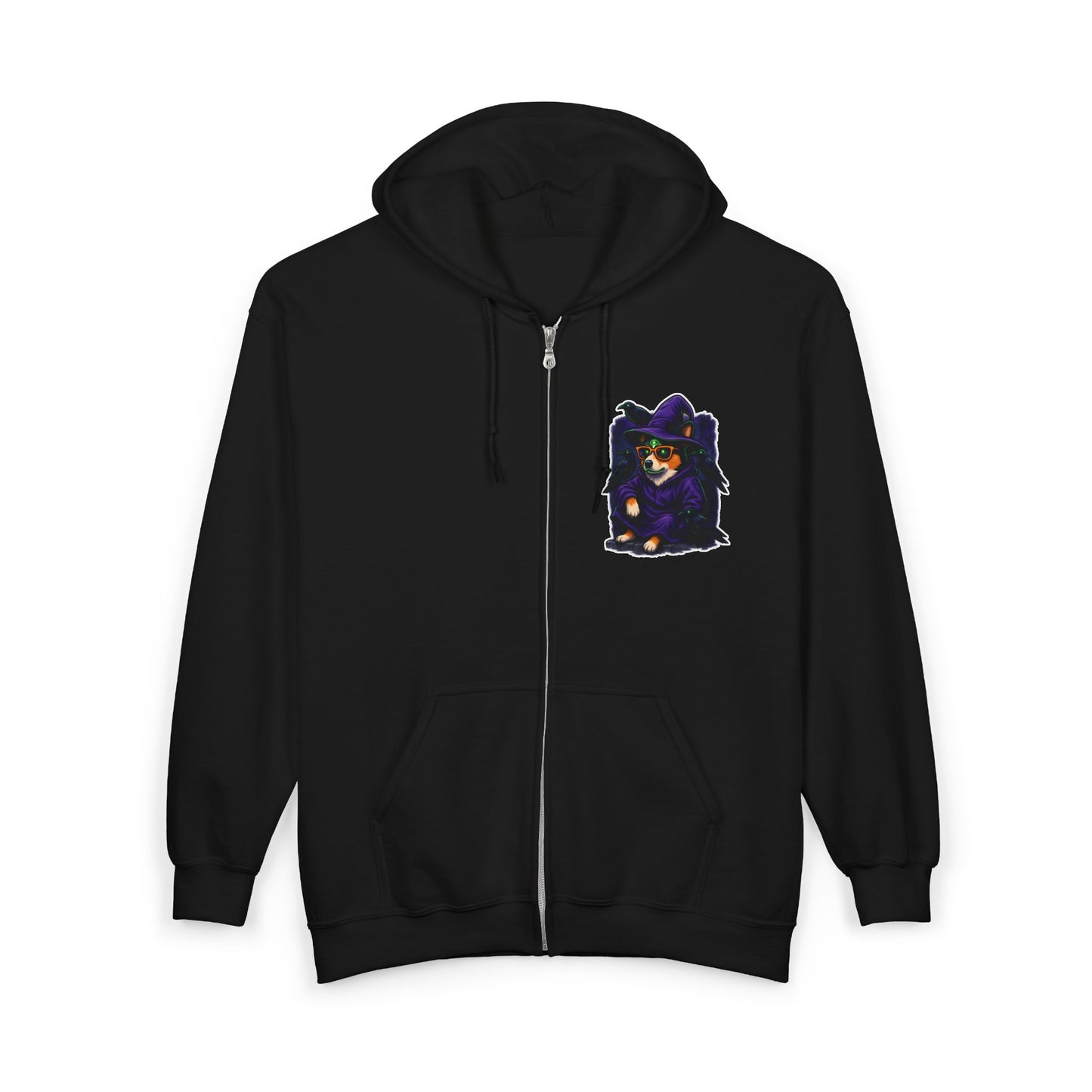 Corgi Crow Chillin Zip-Up Hoodie