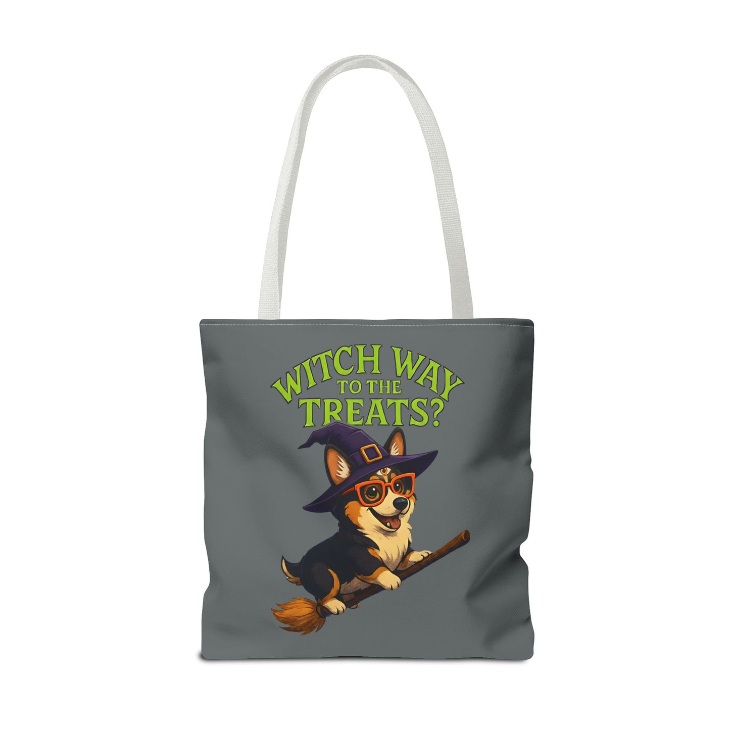 Witch Corgi Tote Bag, Halloween Bag, Dog Lover Gift, Trick or Treat Bag, Cute Corgi Accessories