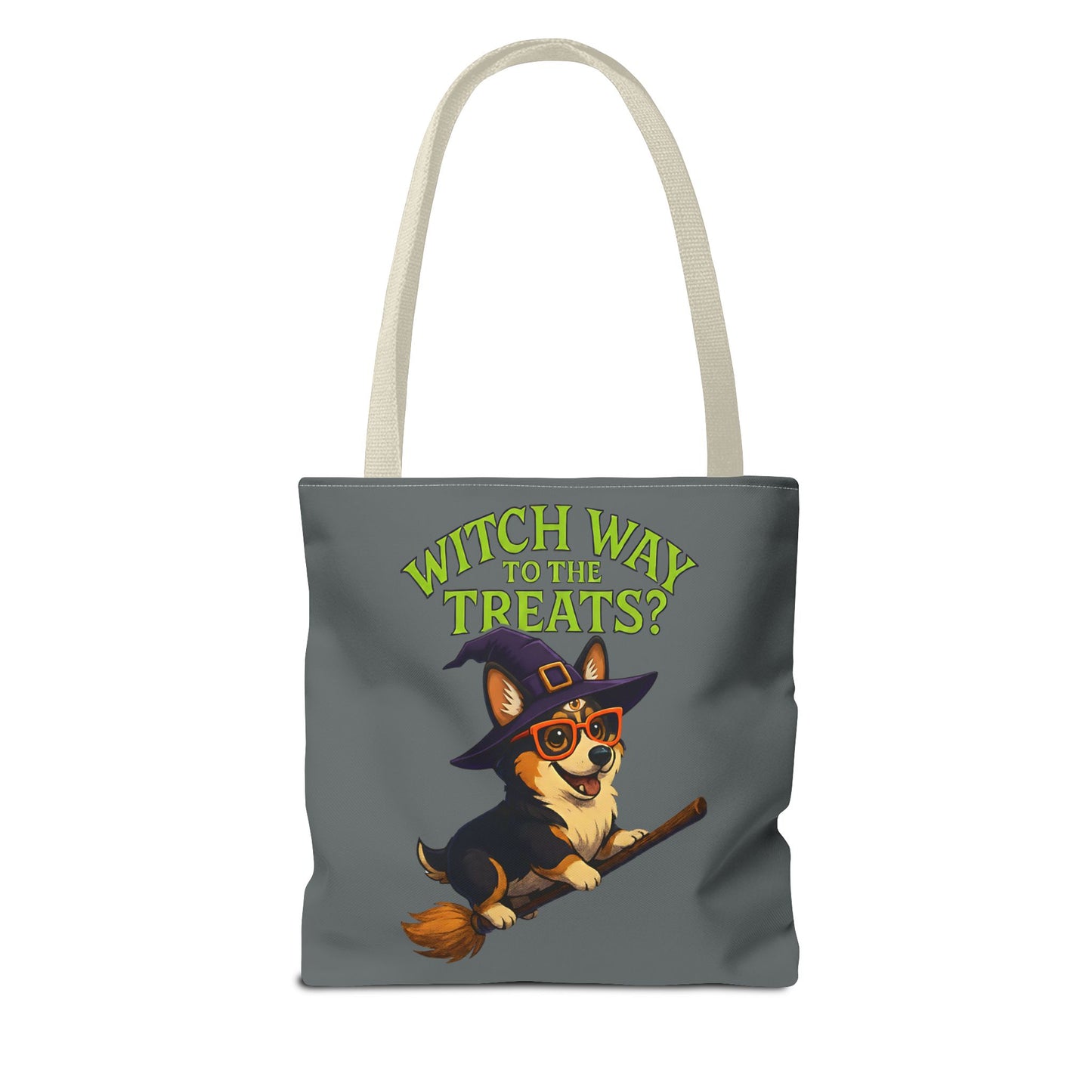 Witch Corgi Tote Bag, Halloween Bag, Dog Lover Gift, Trick or Treat Bag, Cute Corgi Accessories