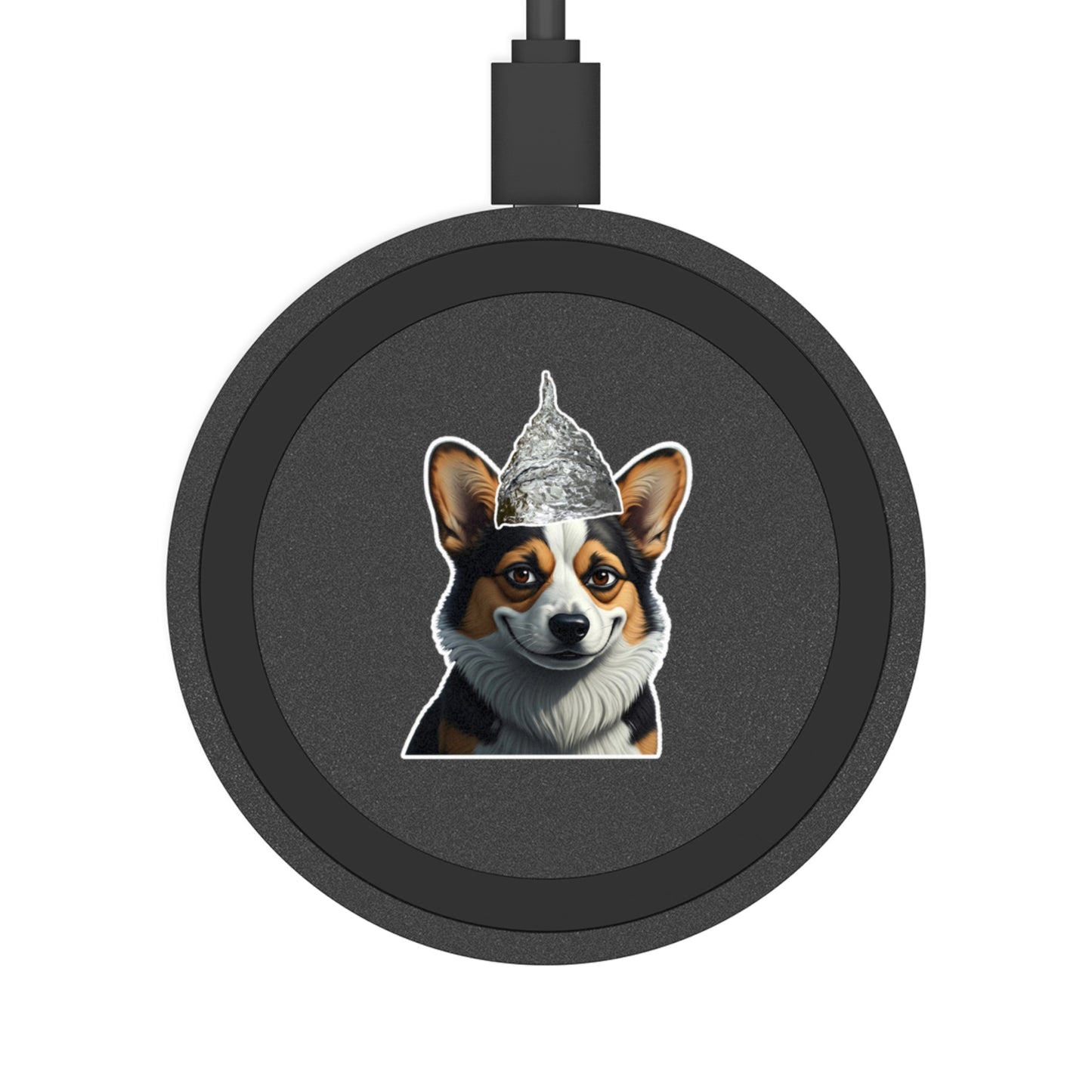 Conspiracy Corgi Wireless Charging Pad, Dog Lover Gifts, Home Office Decor, Pet-Themed Electronics, Quirky Gadget