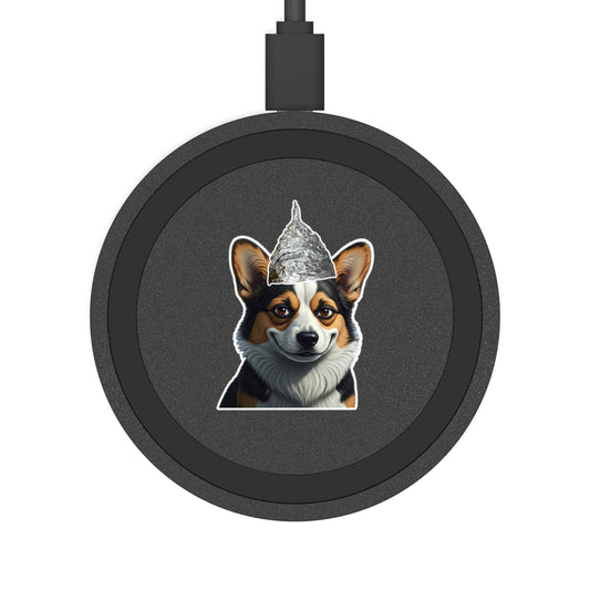 Conspiracy Corgi Wireless Charging Pad, Dog Lover Gifts, Home Office Decor, Pet-Themed Electronics, Quirky Gadget