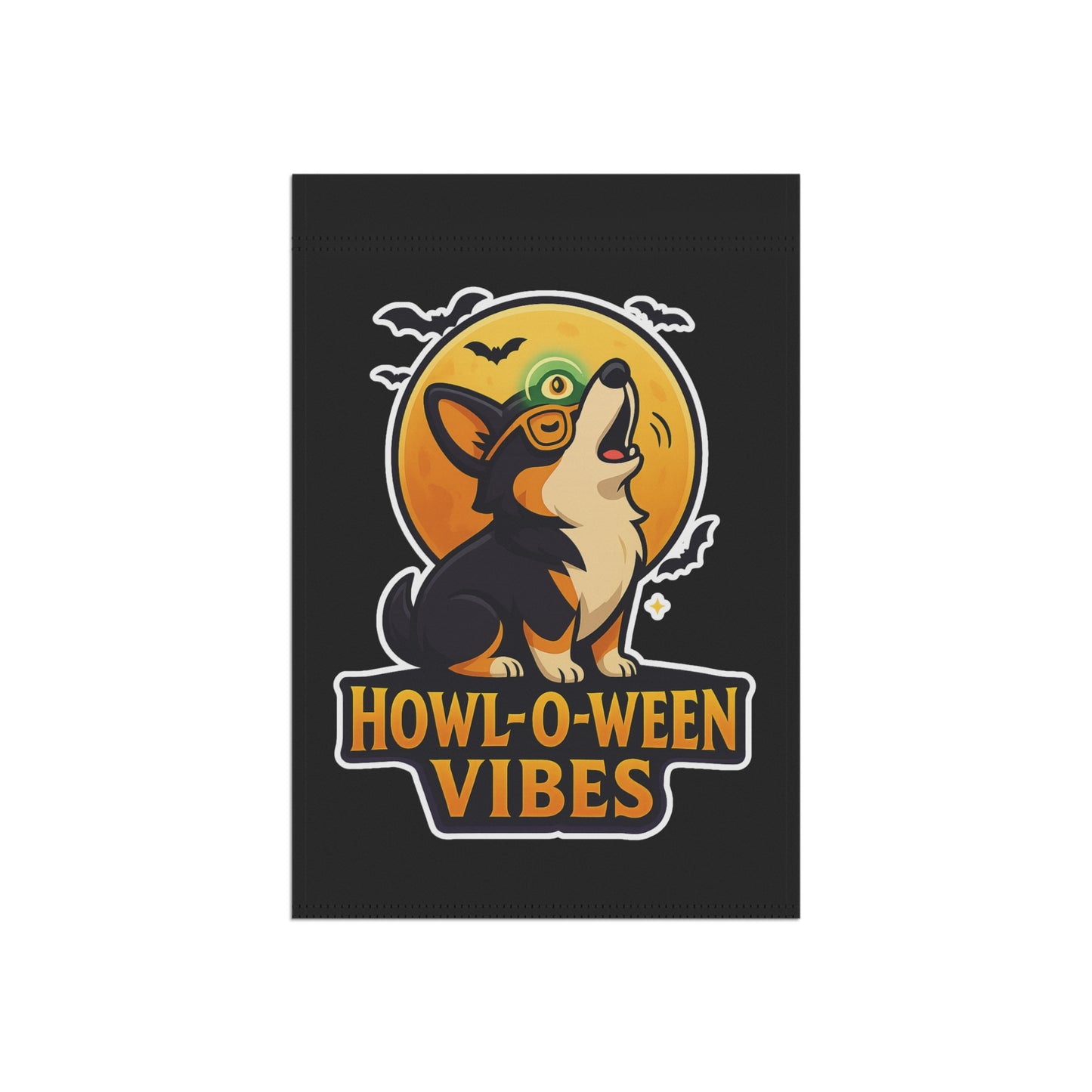 Howl-O-Ween Vibes Garden Banner, Halloween Yard Decor, Dog Lover's Outdoor Flag, Autumn Home Decoration, Festive Corgi Sign