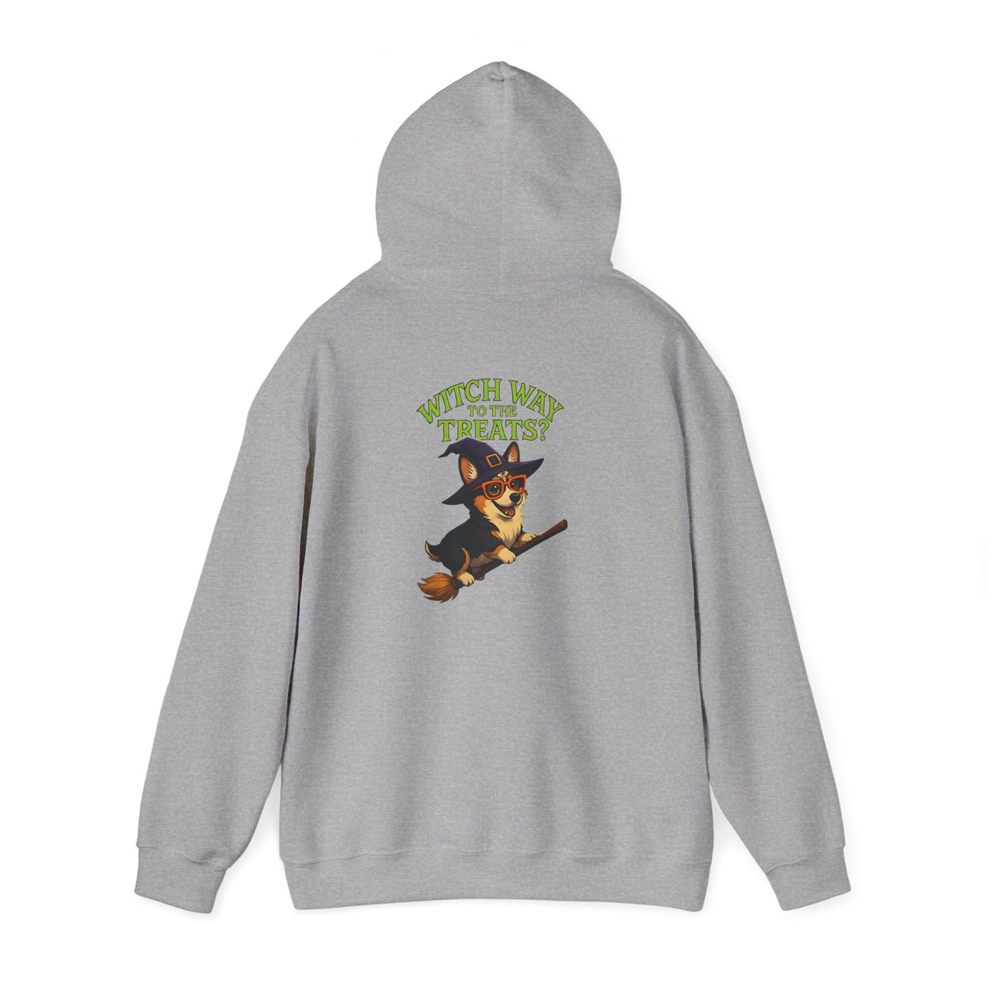 Halloween Witch Dog Sweatshirt, Unisex Hooded Sweatshirt, Cozy Fall Apparel, Pet Lover Gift, Spooky Season Wear, Cute Halloween Sweater