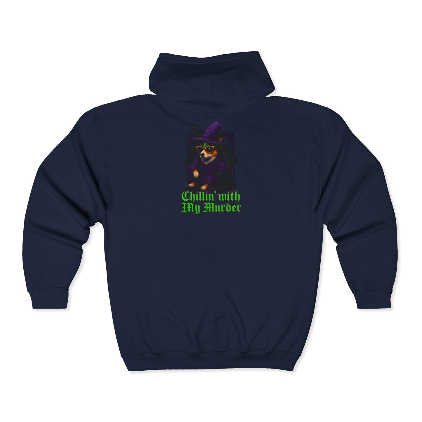 Corgi Crow Chillin Zip-Up Hoodie