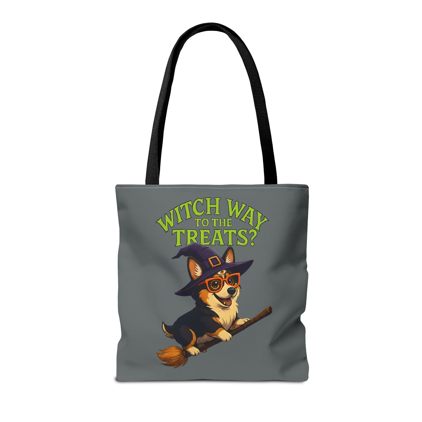 Witch Corgi Tote Bag, Halloween Bag, Dog Lover Gift, Trick or Treat Bag, Cute Corgi Accessories