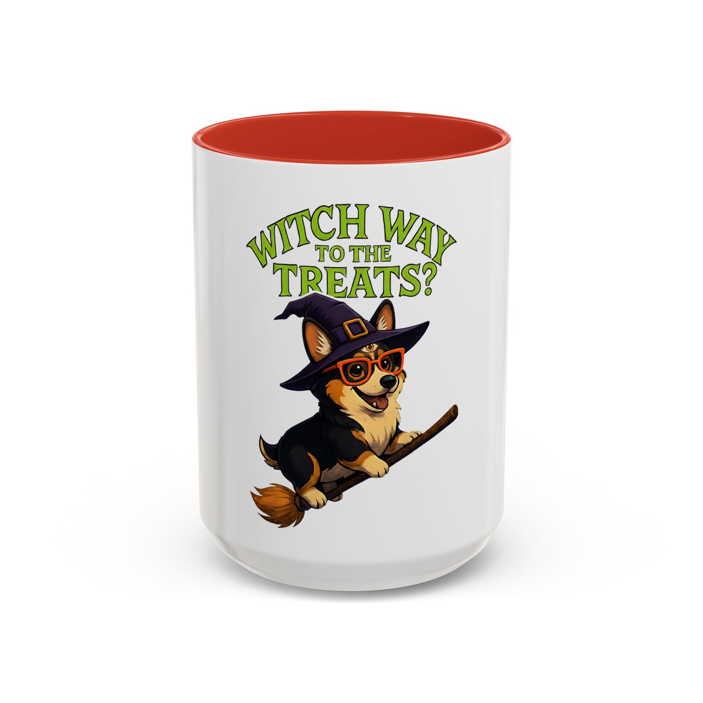 Corgi Witch Coffee Mug | Halloween Mug | Dog Lover Gift | Witch Way to the Treats Mug | Fun Pet Gift | Accent Mug