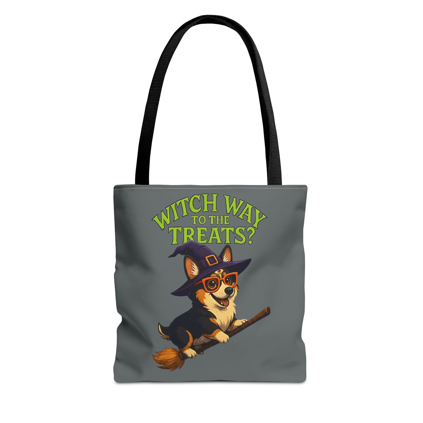 Witch Corgi Tote Bag, Halloween Bag, Dog Lover Gift, Trick or Treat Bag, Cute Corgi Accessories