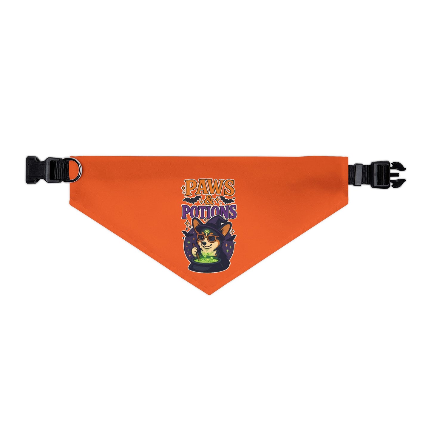 Halloween Pet Bandana Collar, Dog Accessory, Paws & Potions Design, Fall Fashion for Pets, Cute Dog Costume, Pet Halloween Gear