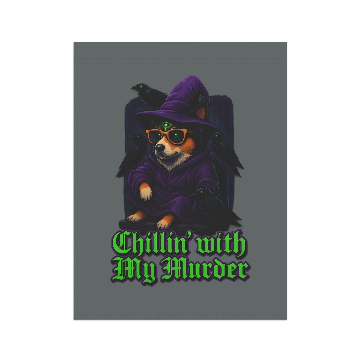 Garden Banner Halloween Chillin with My Murder Flag Dog Lover Decor Spooky Home Outdoor Decoration