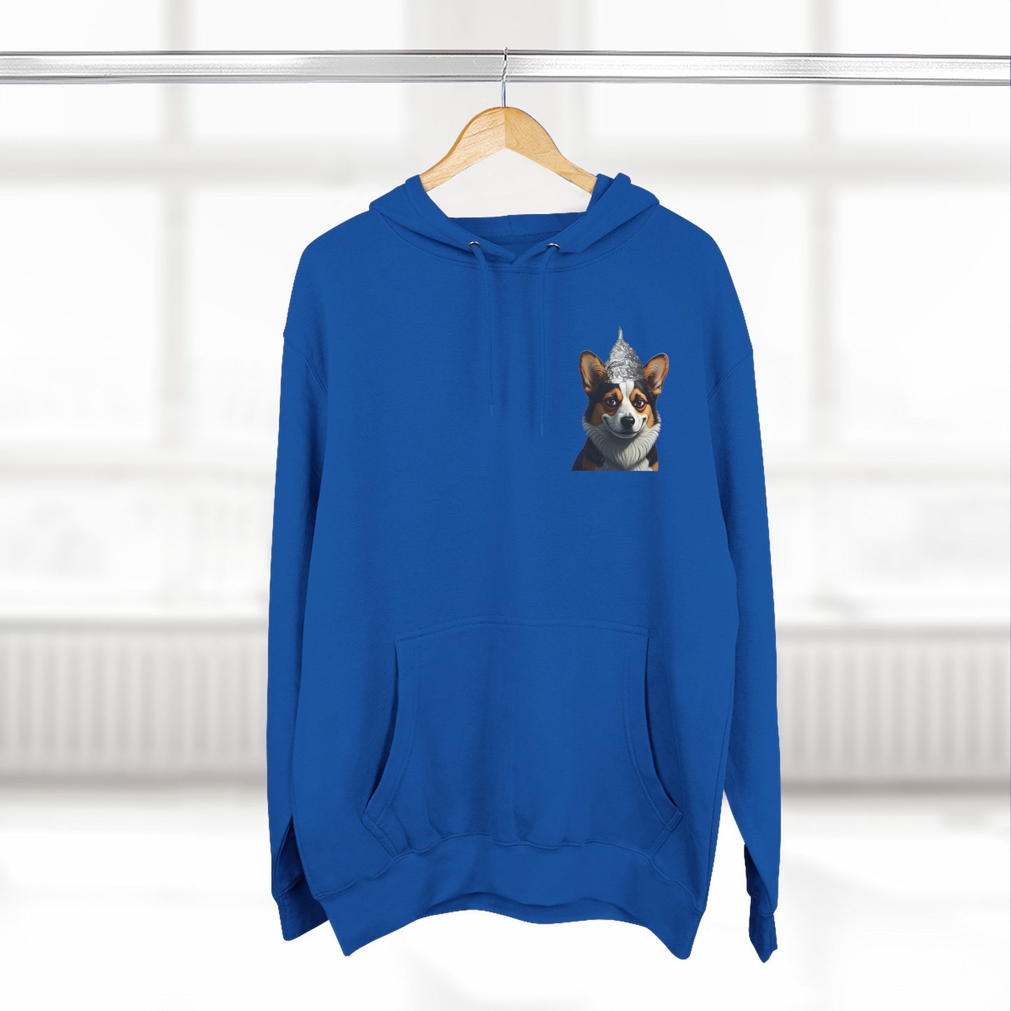 Fleece Hoodie - Conspiracy Corgi Meme Design