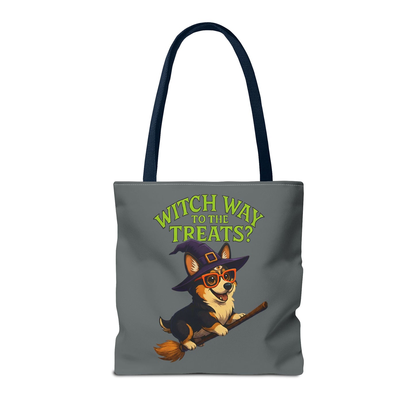 Witch Corgi Tote Bag, Halloween Bag, Dog Lover Gift, Trick or Treat Bag, Cute Corgi Accessories