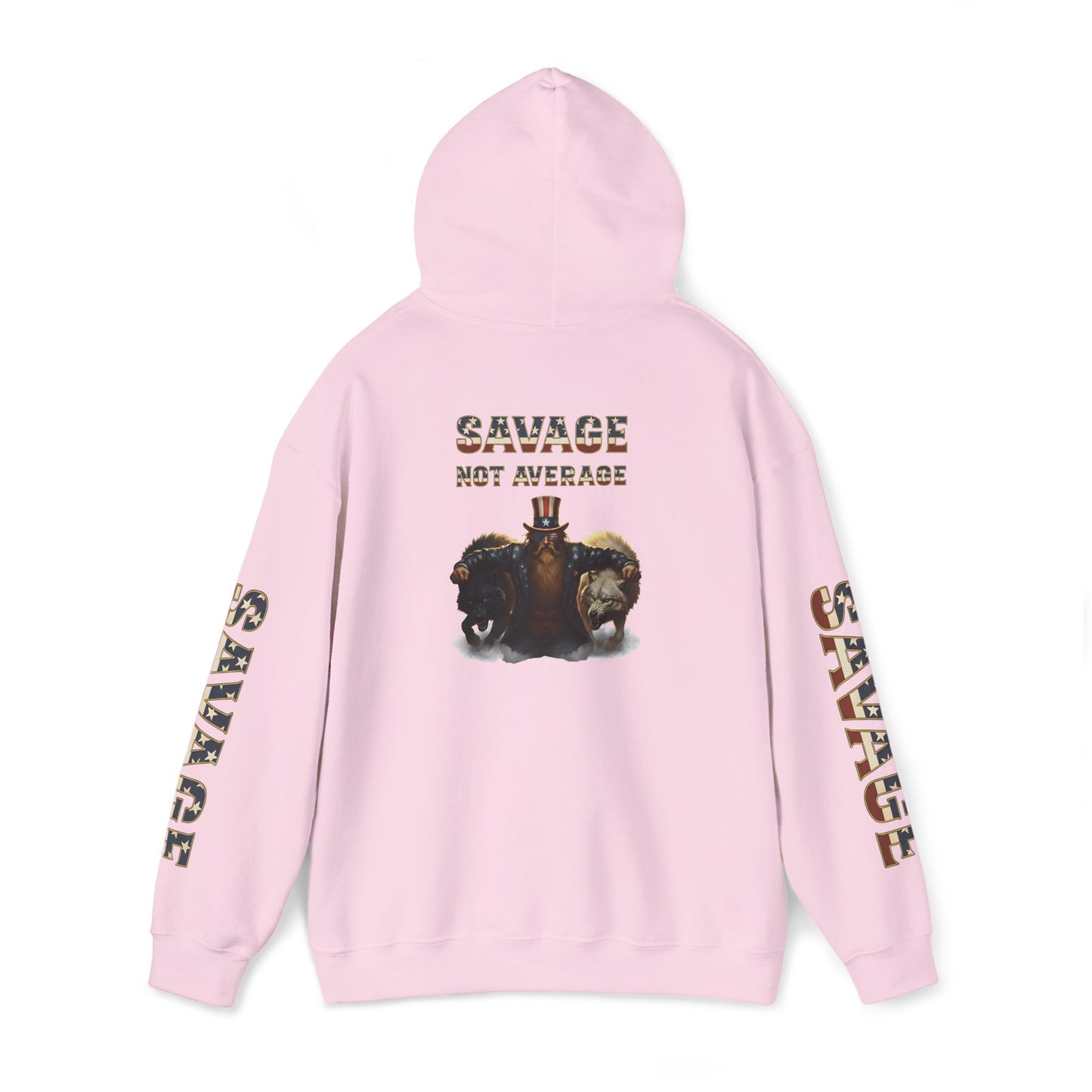 A Savage Not Average Patriotic Motivational Wolf Hoodie