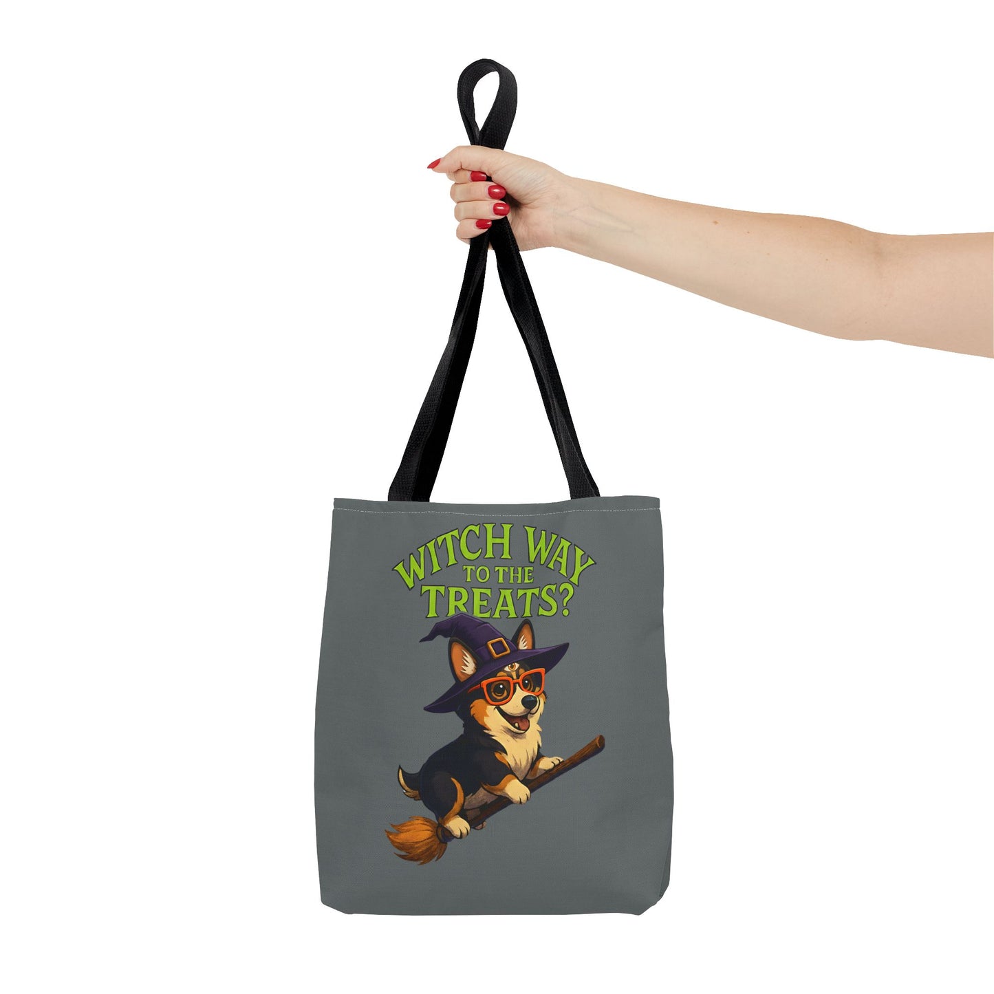Witch Corgi Tote Bag, Halloween Bag, Dog Lover Gift, Trick or Treat Bag, Cute Corgi Accessories
