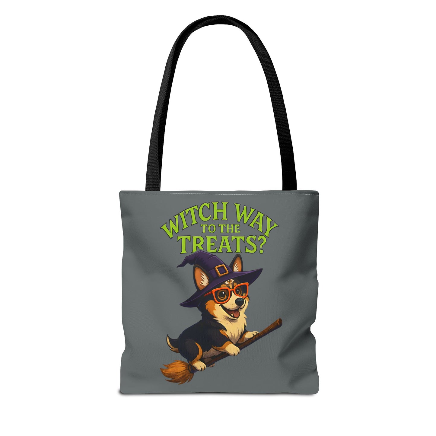 Witch Corgi Tote Bag, Halloween Bag, Dog Lover Gift, Trick or Treat Bag, Cute Corgi Accessories