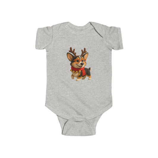 Baby Bodysuit — Cute Reindeer Corgi Christmas Onesie