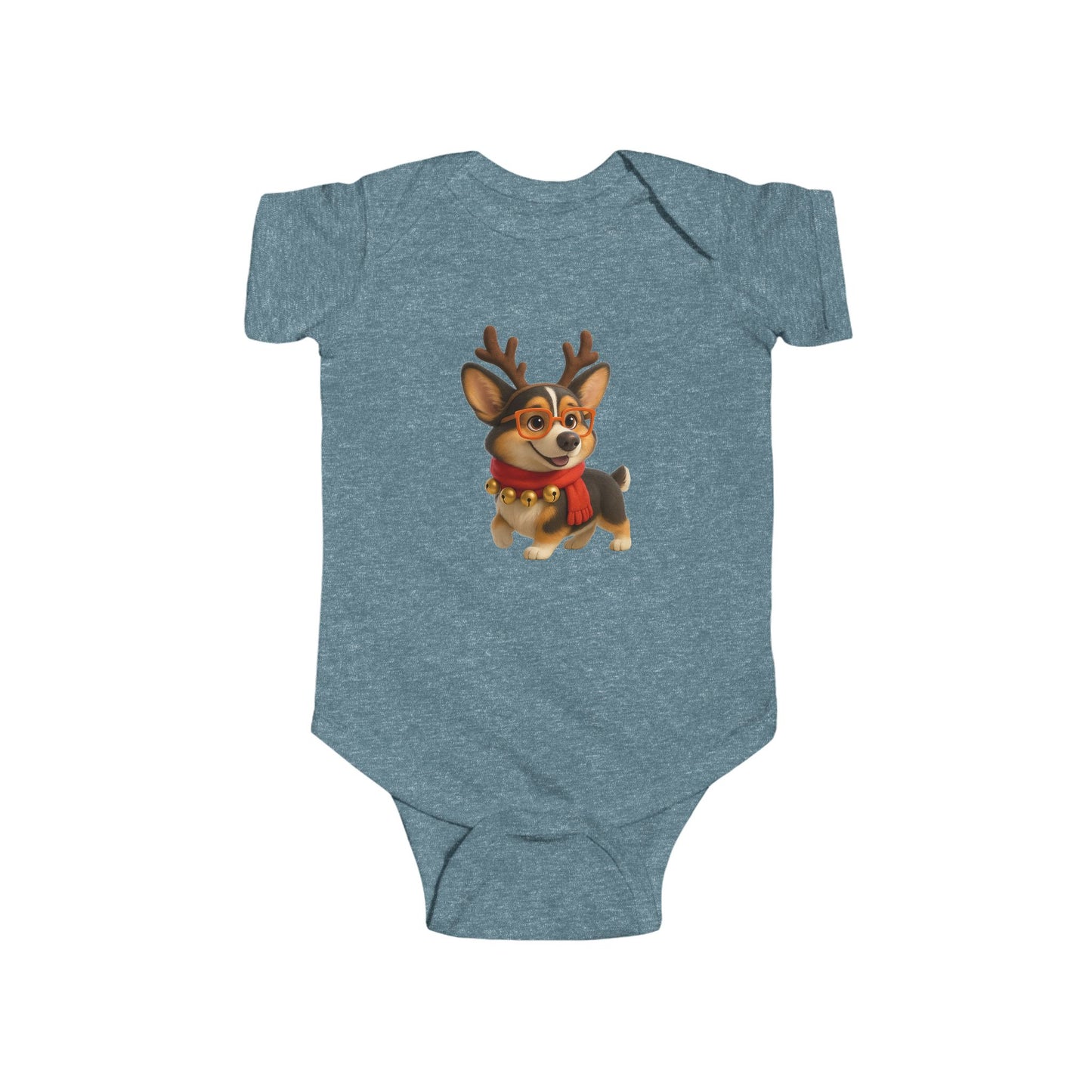 Baby Bodysuit — Cute Reindeer Corgi Christmas Onesie