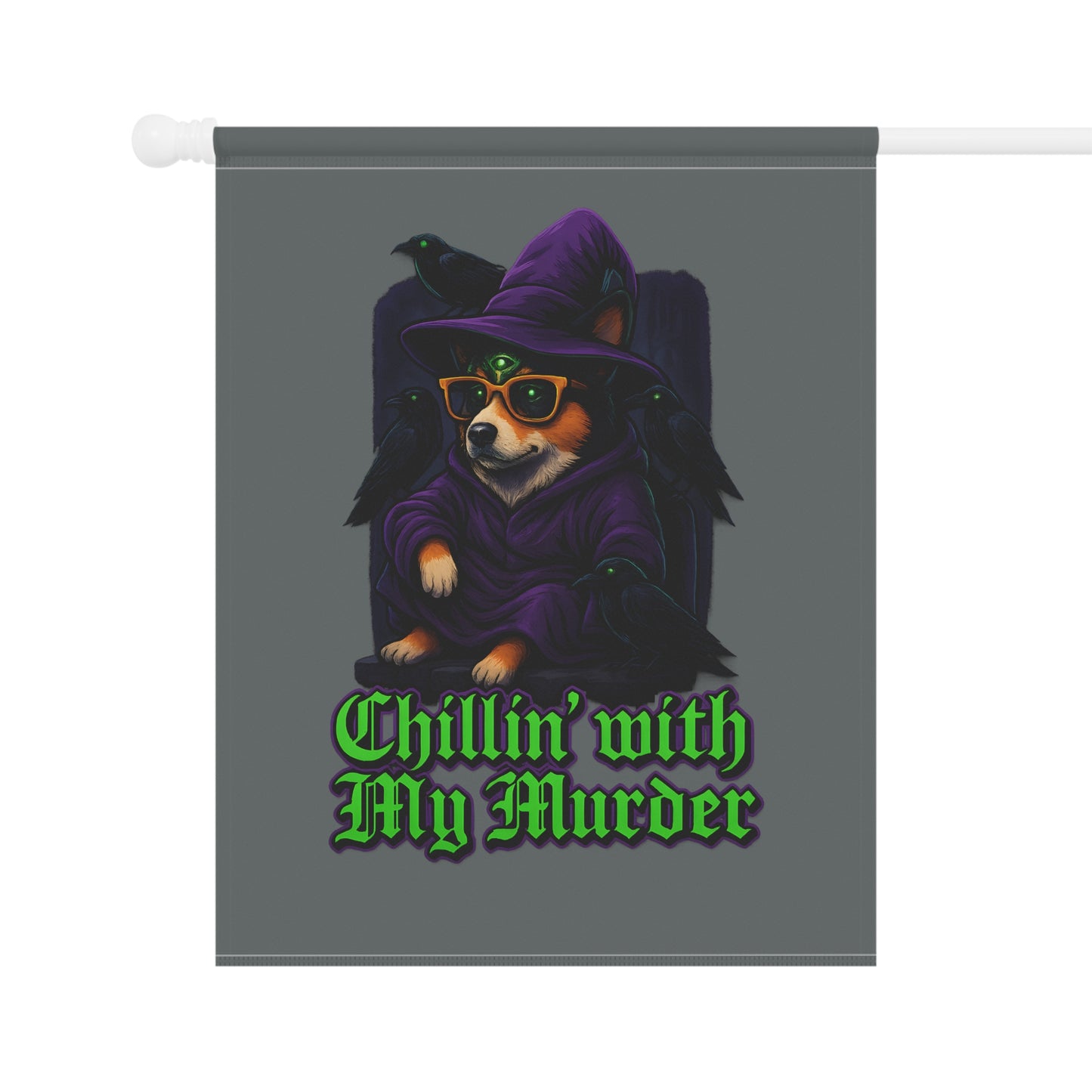 Garden Banner Halloween Chillin with My Murder Flag Dog Lover Decor Spooky Home Outdoor Decoration