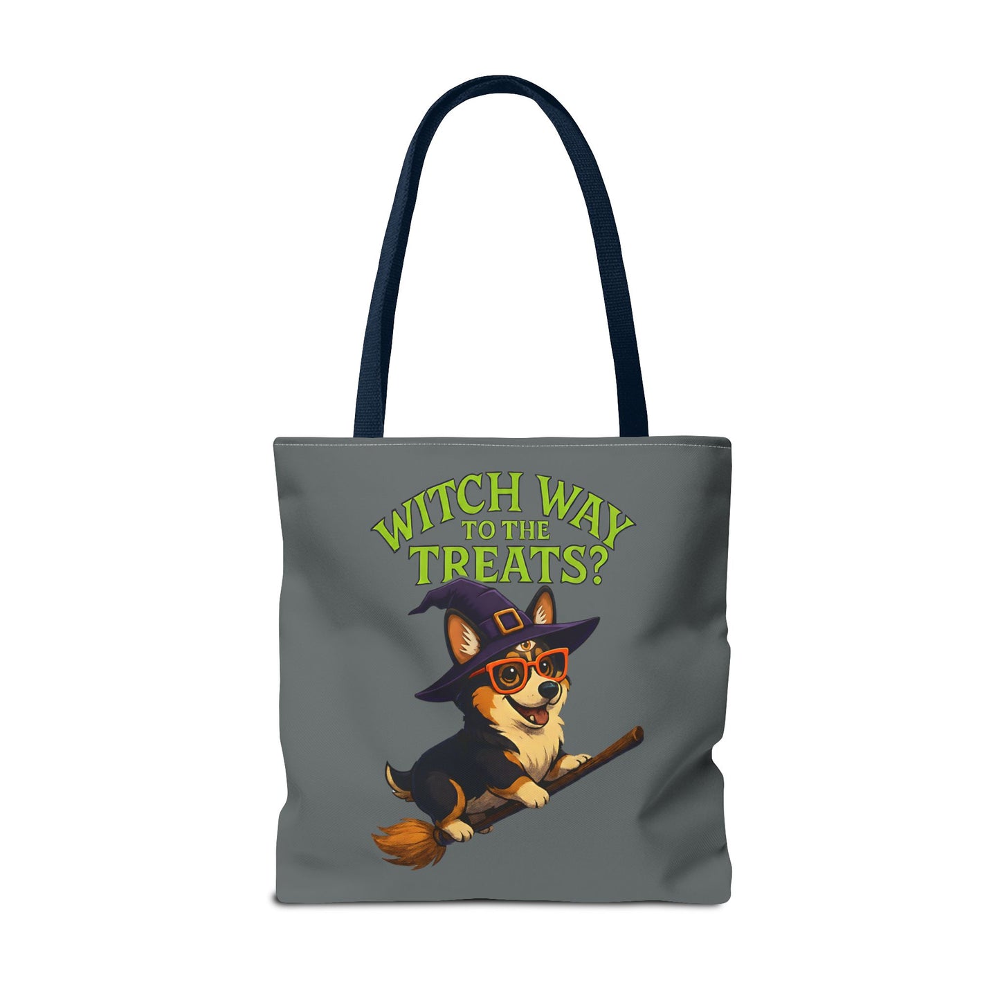 Witch Corgi Tote Bag, Halloween Bag, Dog Lover Gift, Trick or Treat Bag, Cute Corgi Accessories