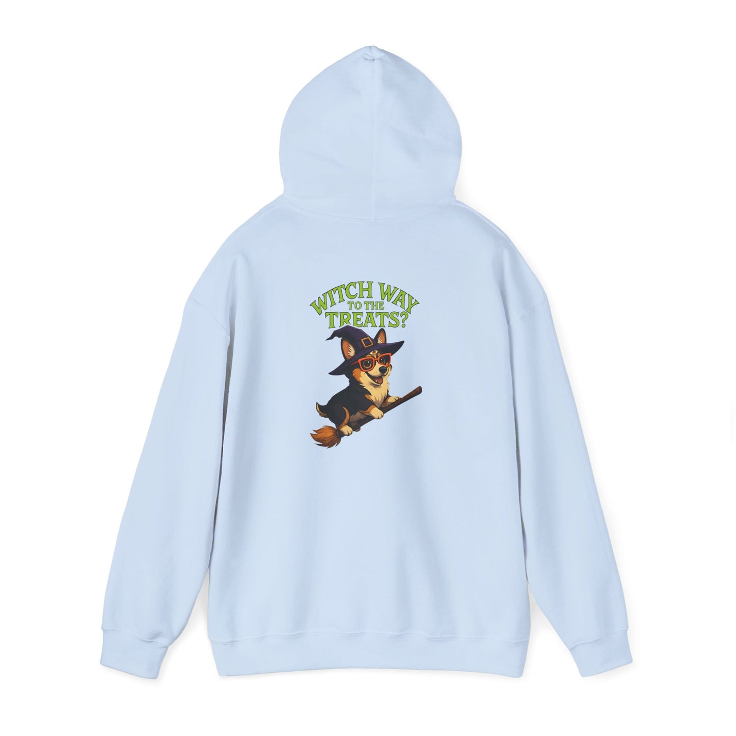 Halloween Witch Dog Sweatshirt, Unisex Hooded Sweatshirt, Cozy Fall Apparel, Pet Lover Gift, Spooky Season Wear, Cute Halloween Sweater