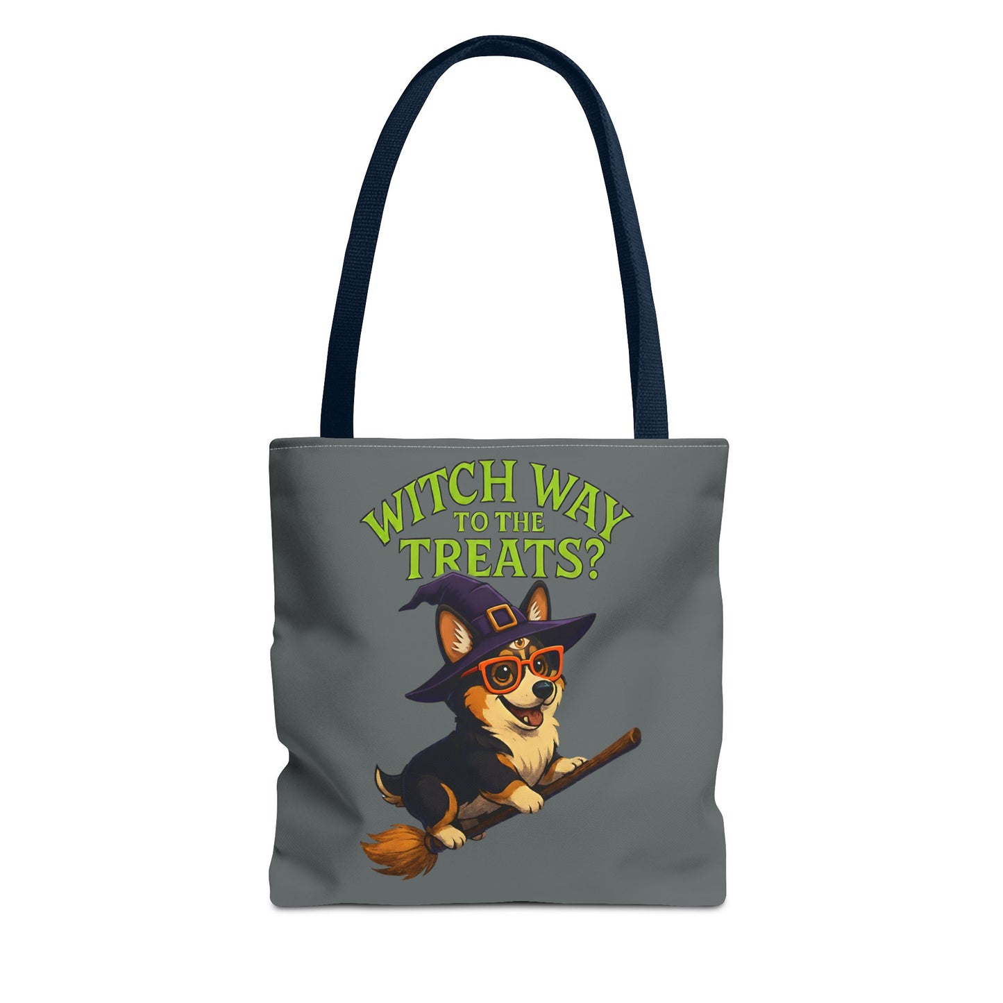 Witch Corgi Tote Bag, Halloween Bag, Dog Lover Gift, Trick or Treat Bag, Cute Corgi Accessories