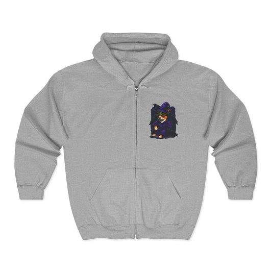 Corgi Crow Chillin Zip-Up Hoodie