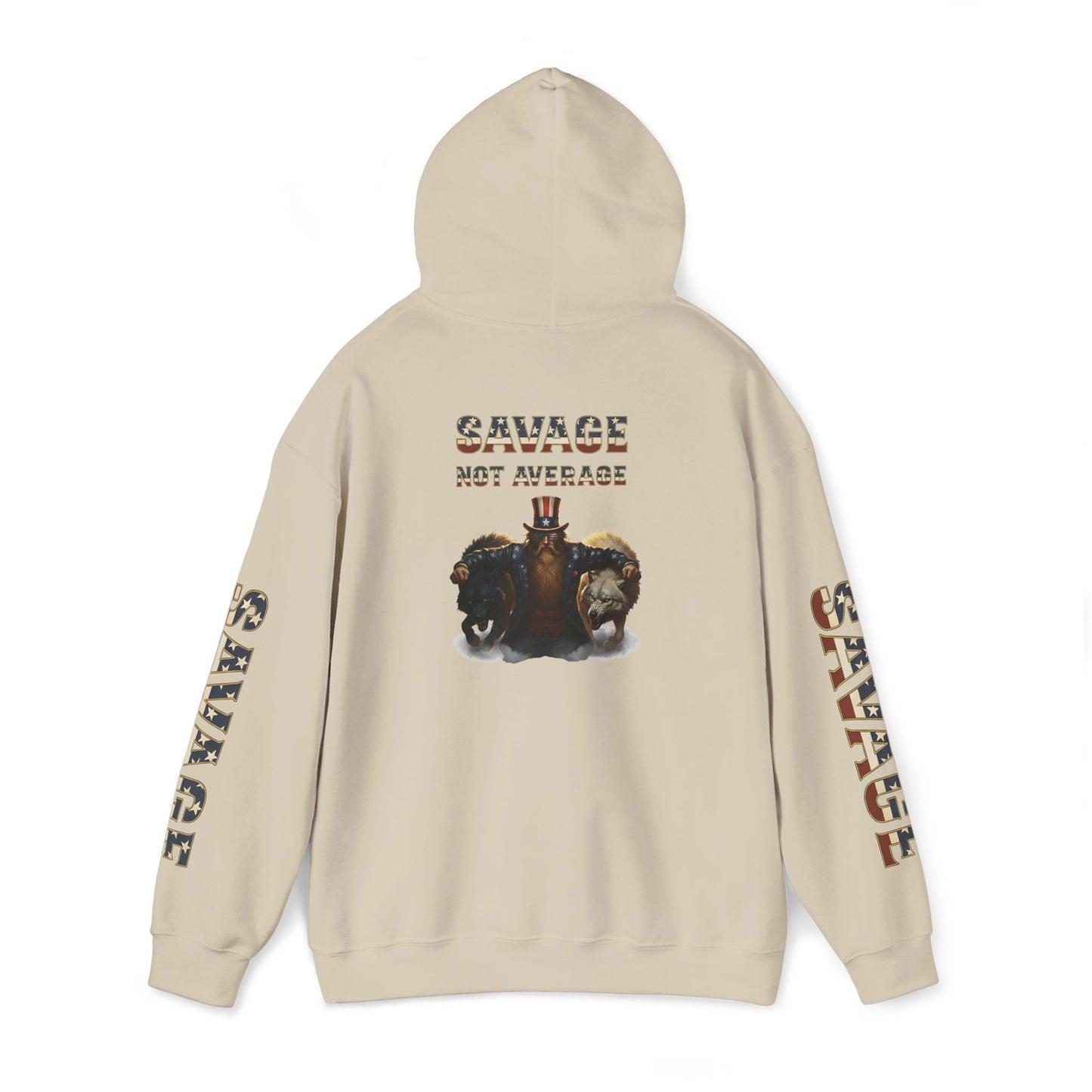 A Savage Not Average Patriotic Motivational Wolf Hoodie