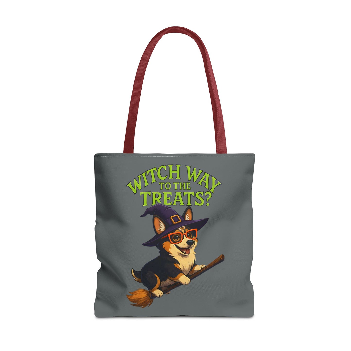 Witch Corgi Tote Bag, Halloween Bag, Dog Lover Gift, Trick or Treat Bag, Cute Corgi Accessories