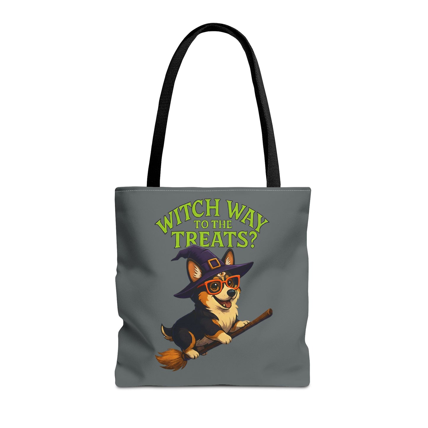 Witch Corgi Tote Bag, Halloween Bag, Dog Lover Gift, Trick or Treat Bag, Cute Corgi Accessories
