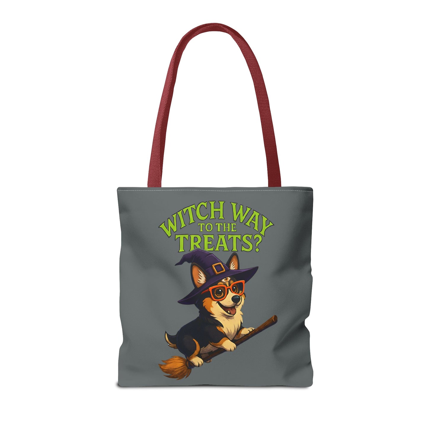 Witch Corgi Tote Bag, Halloween Bag, Dog Lover Gift, Trick or Treat Bag, Cute Corgi Accessories