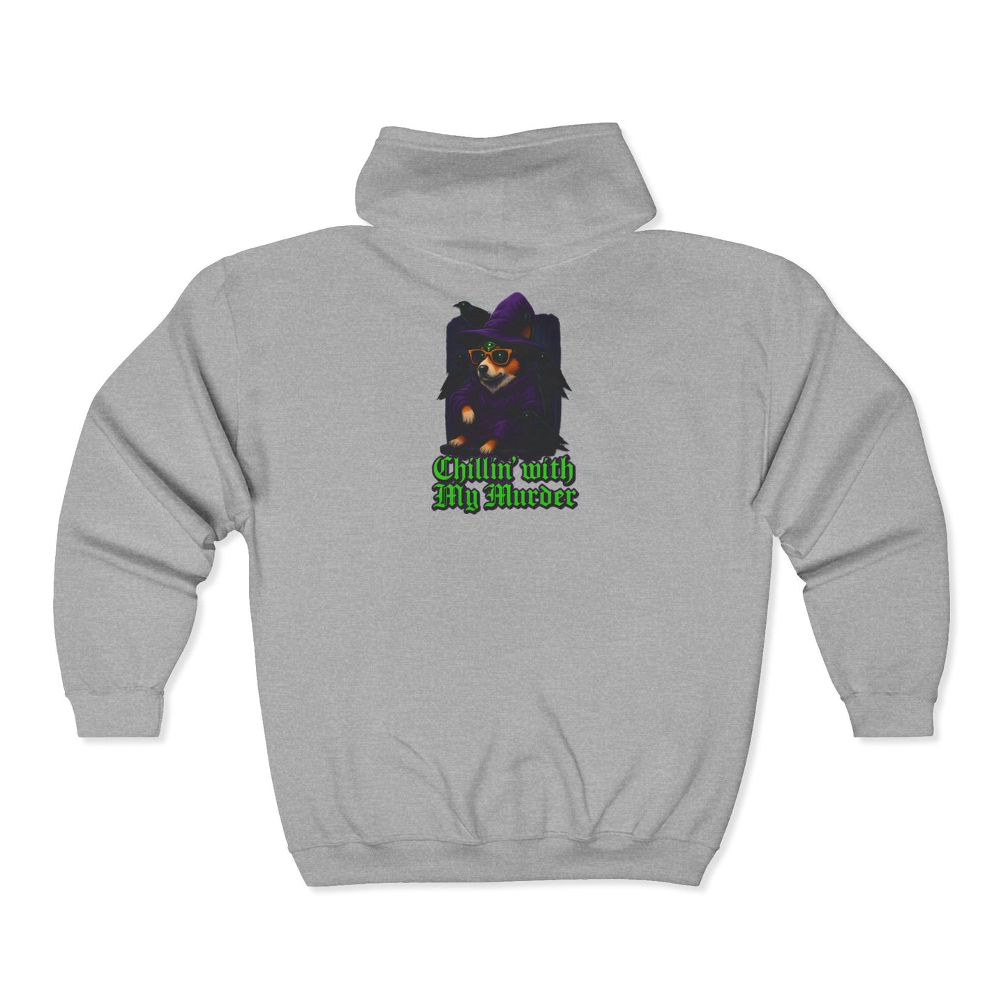 Corgi Crow Chillin Zip-Up Hoodie